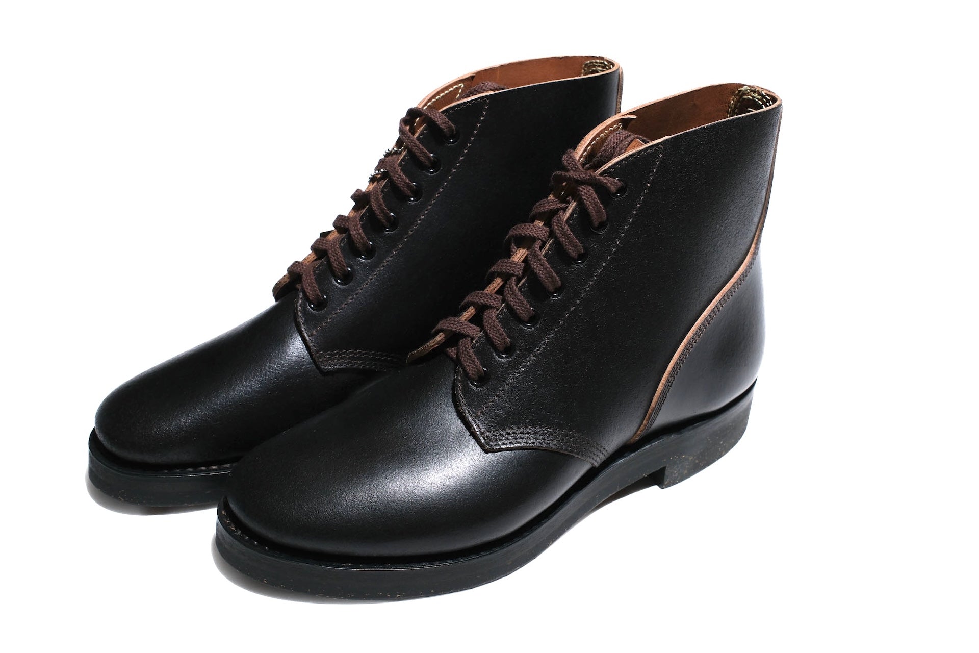 Skoob X CORLECTION Horween Waxed Cowhide "INFANTRY" Boots (Black Tea-core)