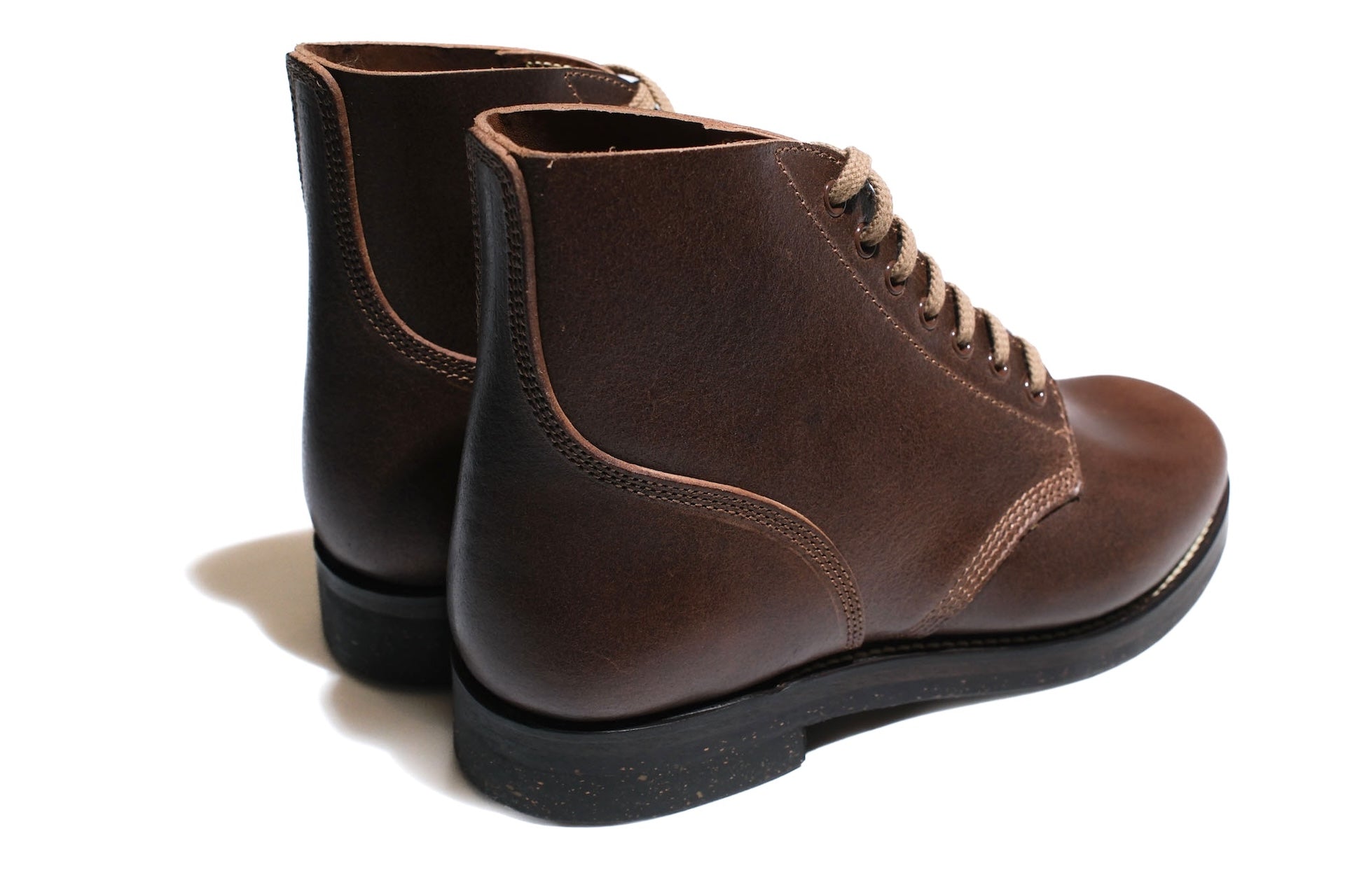Skoob X CORLECTION Horween Waxed Cowhide "INFANTRY" Boots (Brown Tea-core)