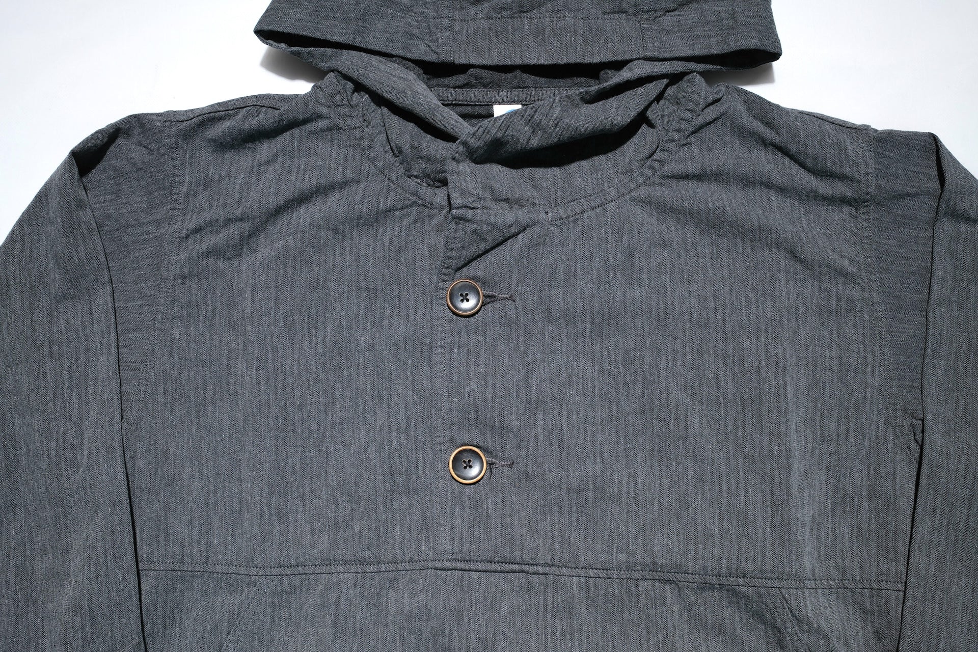 Pure Blue Japan "All-Seasons" HBT Hooded Pullover (Heather Grey X Black)
