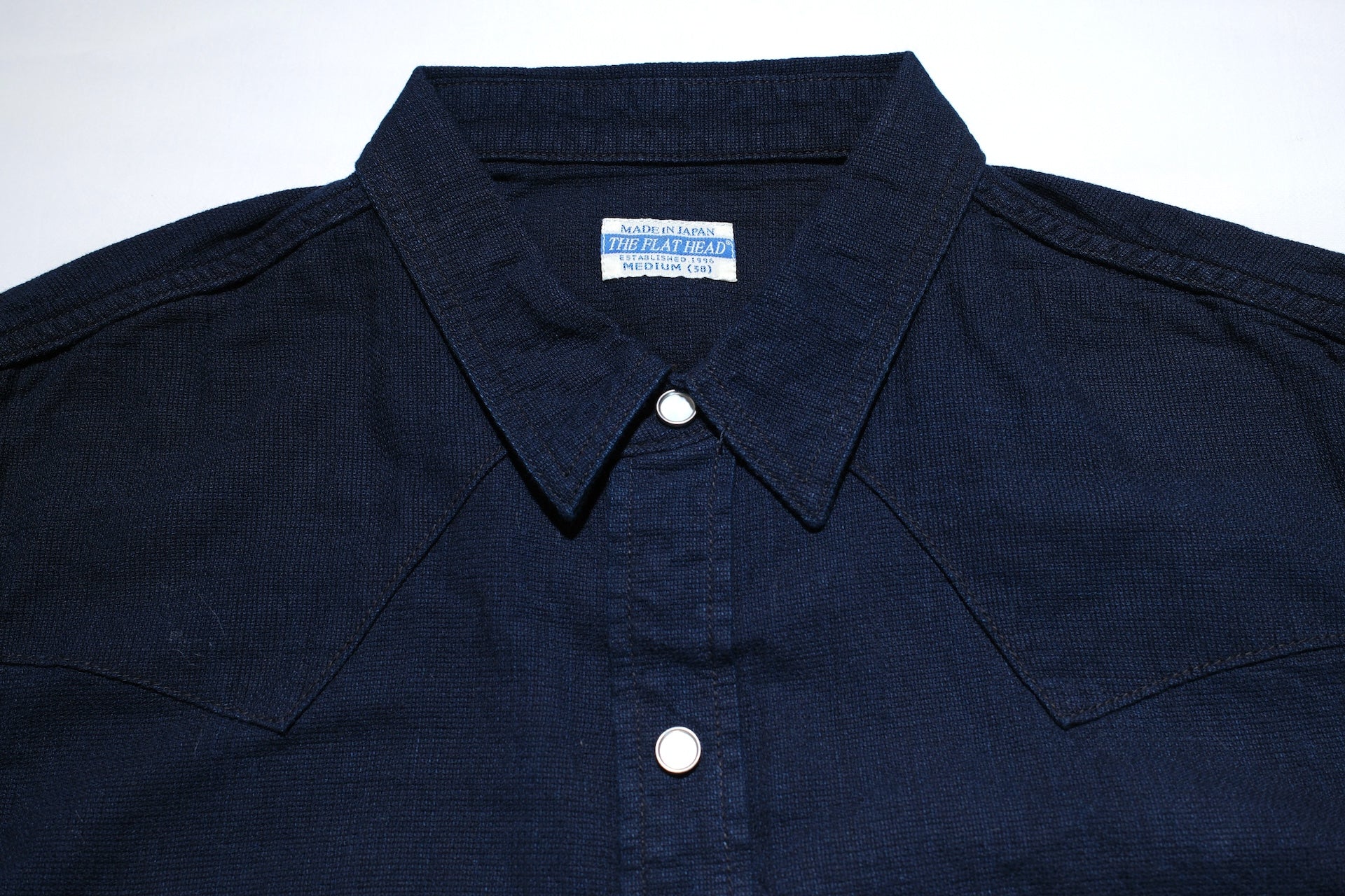 The Flat Head Indigo Dyed Selvage Dobby Western Shirt