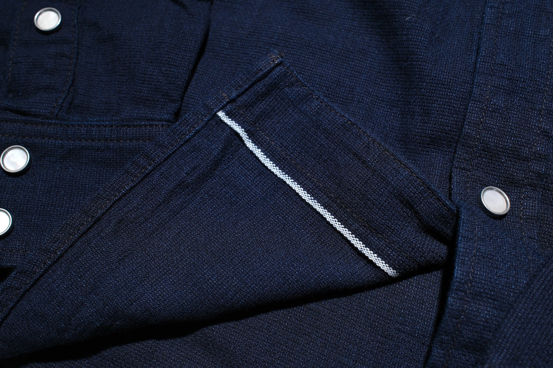 The Flat Head Indigo Dyed Selvage Dobby Western Shirt