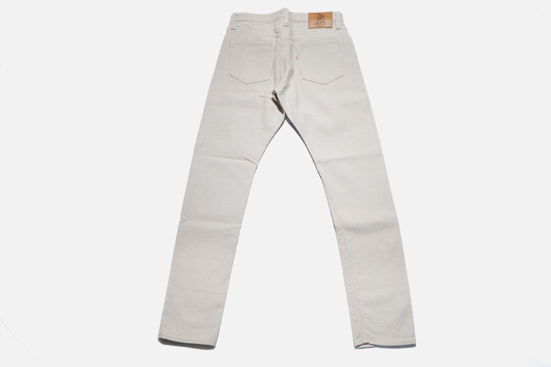 Pure Blue Japan 12.5oz "Double-Warps" Sashiko Trousers (Ivory X Beige)