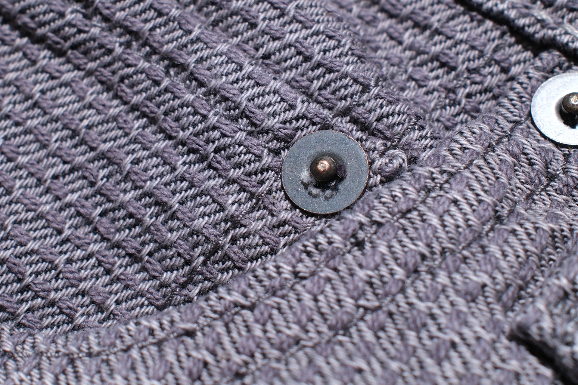 Pure Blue Japan 12.5oz "Double-Warps" Sashiko Trousers (Heather Grey X Black)