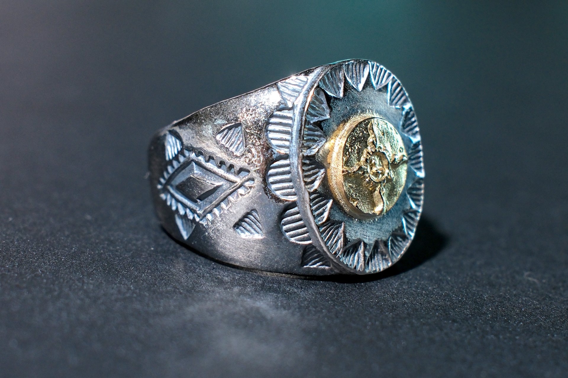 First Arrow's 20mm “VFSW” Silver Ring with 18K Gold Emblem (R-131)