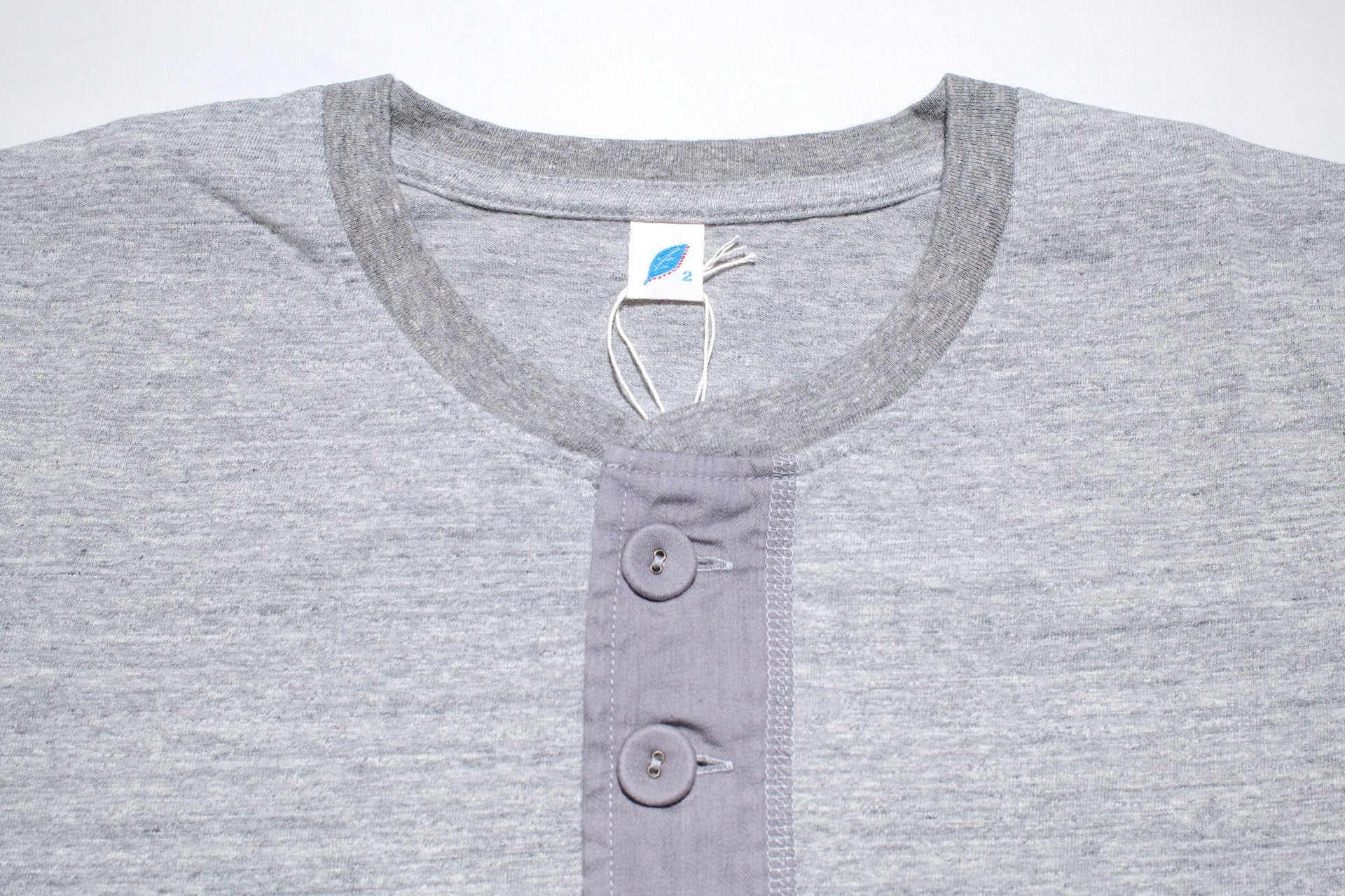 Pure Blue Japan 6.5oz "Signature" Henley Tee (Light Heather Gray)