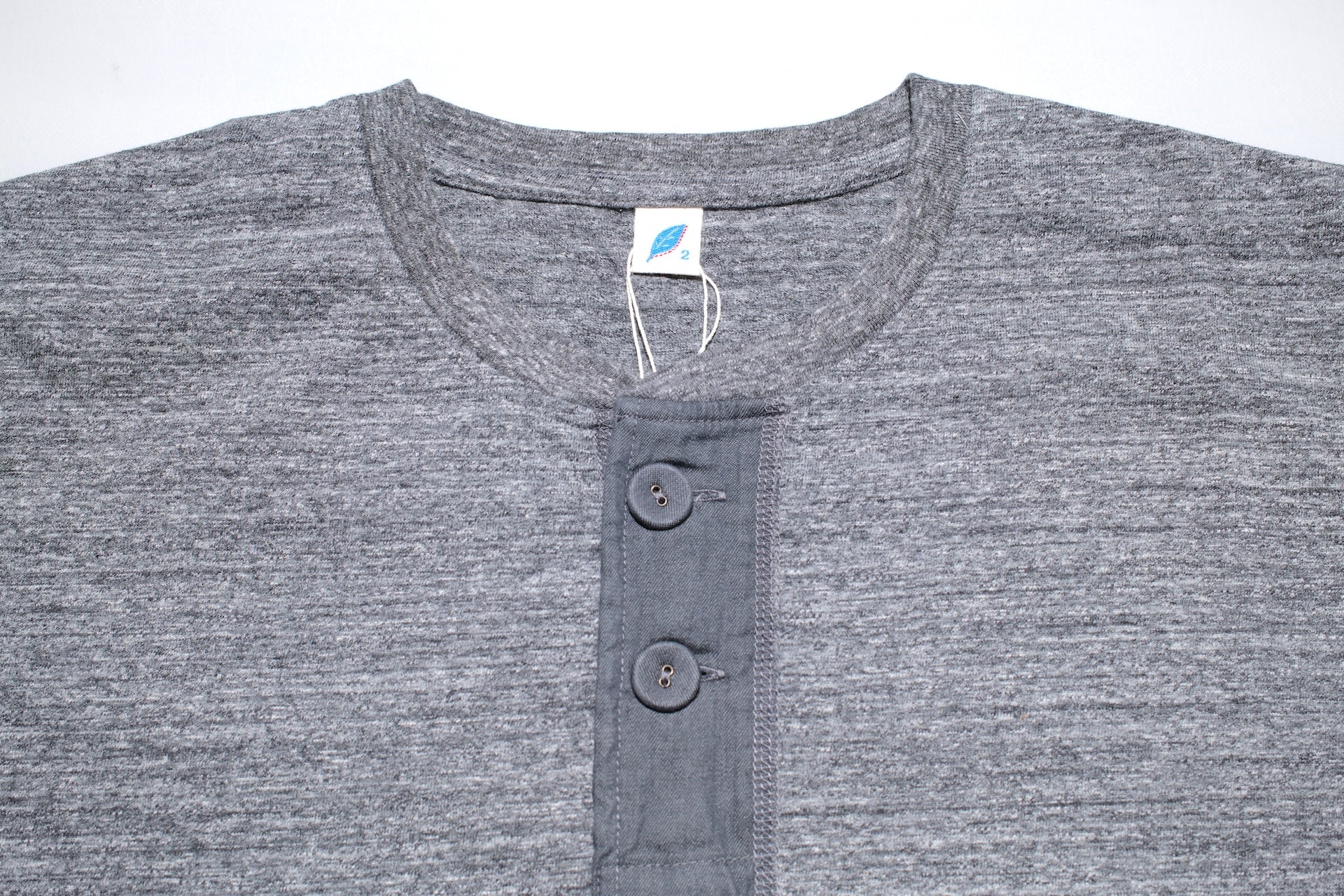 Pure Blue Japan 6.5oz "Signature" Henley Tee (Dark Heather Gray)