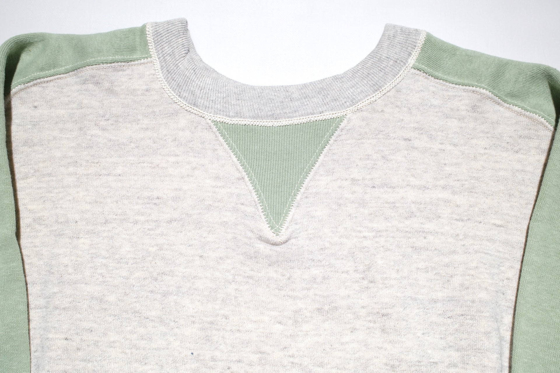 John Gluckow X Warehouse Co. 10oz Loopwheeled "Two-Toned Freedom" Sweatshirt (Oatmeal x Green)