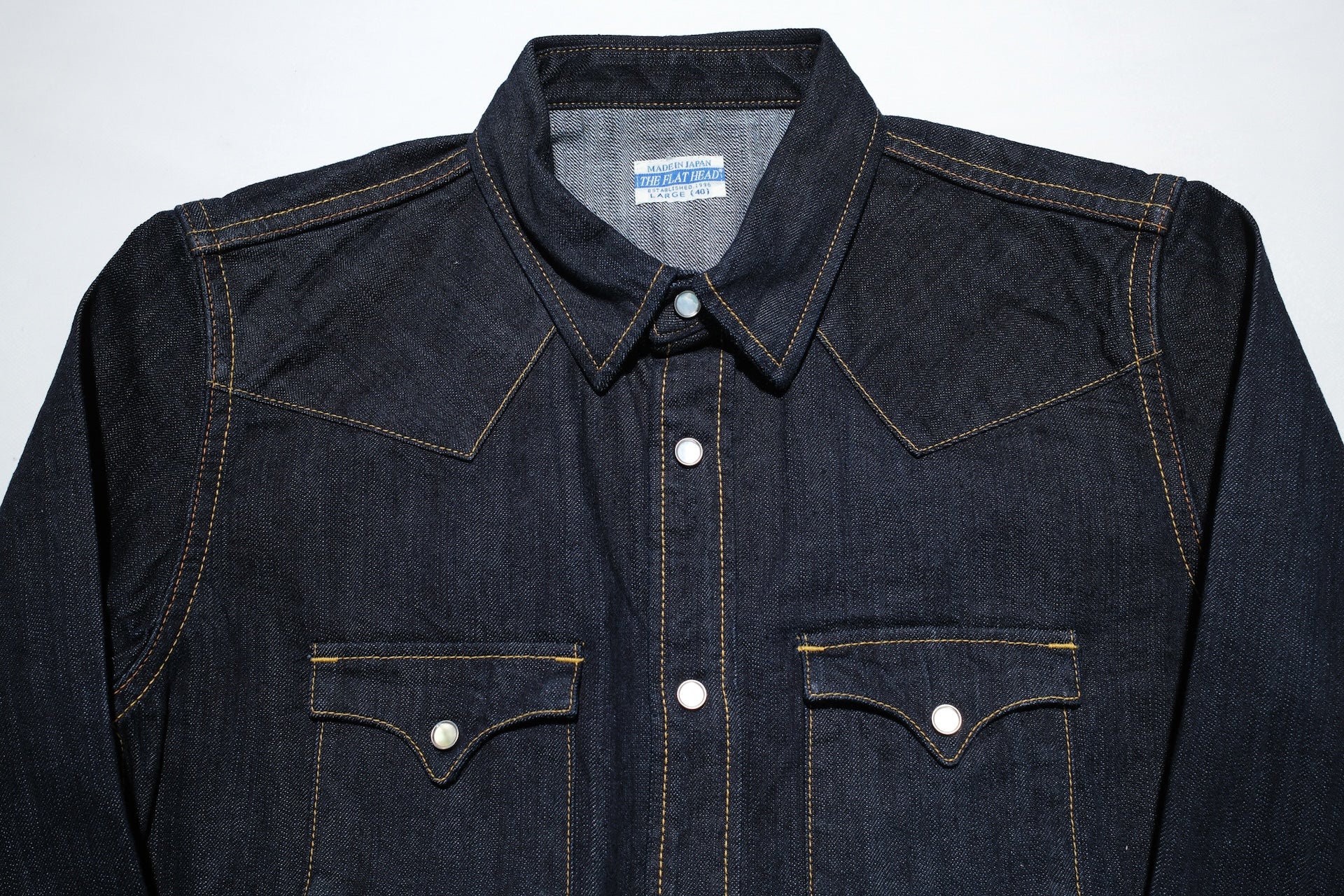 The Flat Head 10oz "Type 2" Indigo Dyed Denim Western Shirt