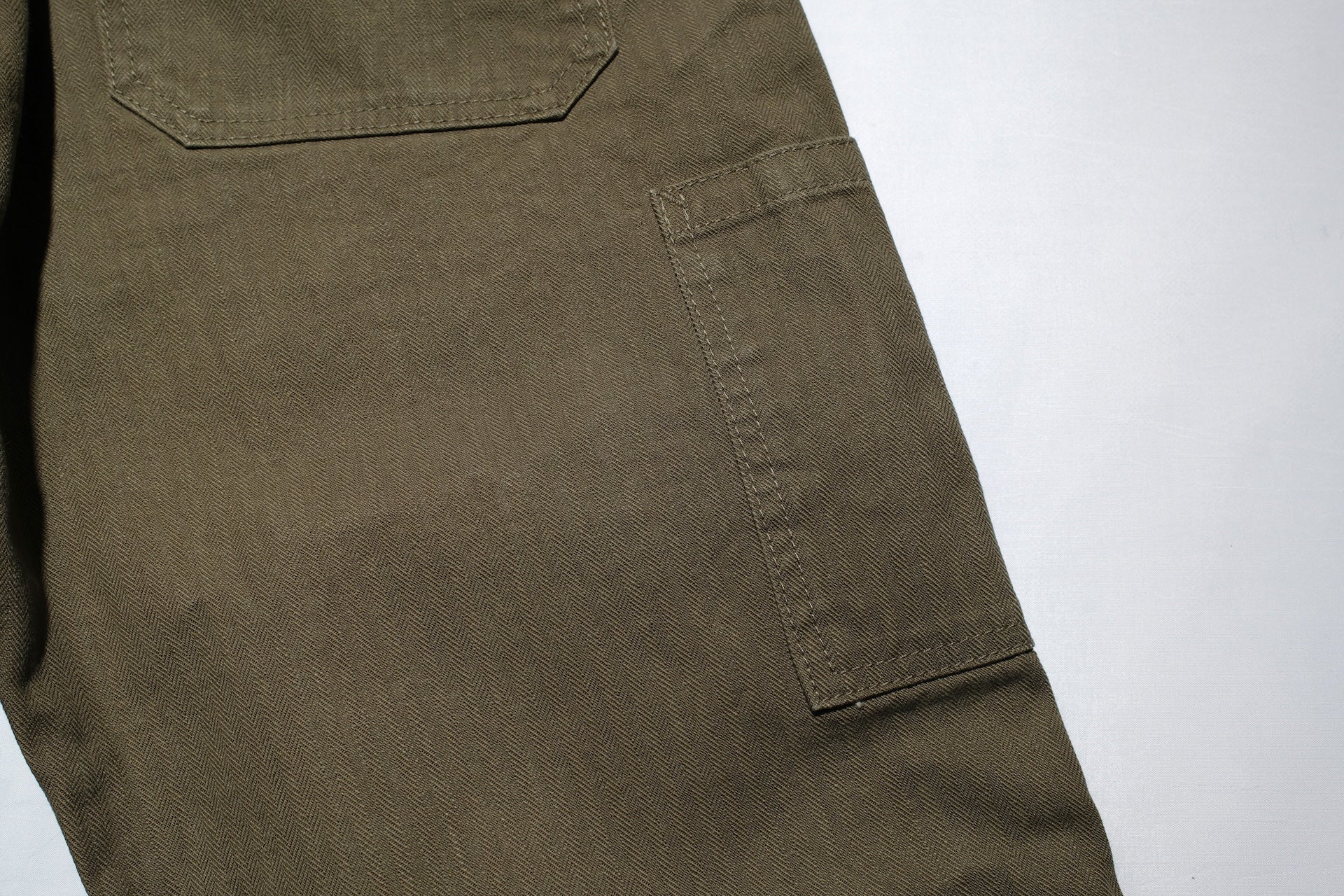 Pure Blue Japan 12oz HBT Utility Work Trousers (Olive)