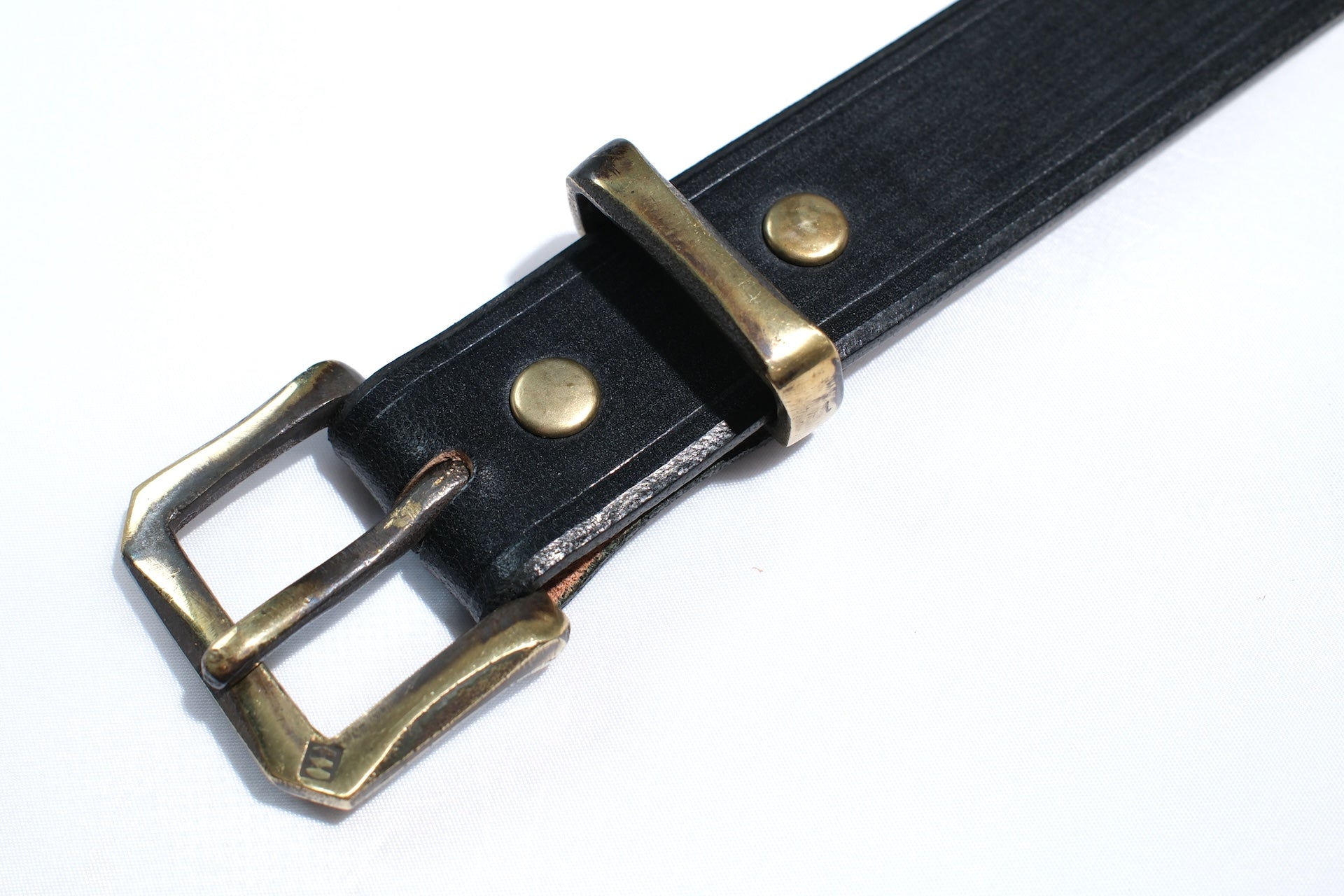 Cramp by Ginkawaten UK Bridle Cowhide Semi-Formal Belt (Black Tea-core)