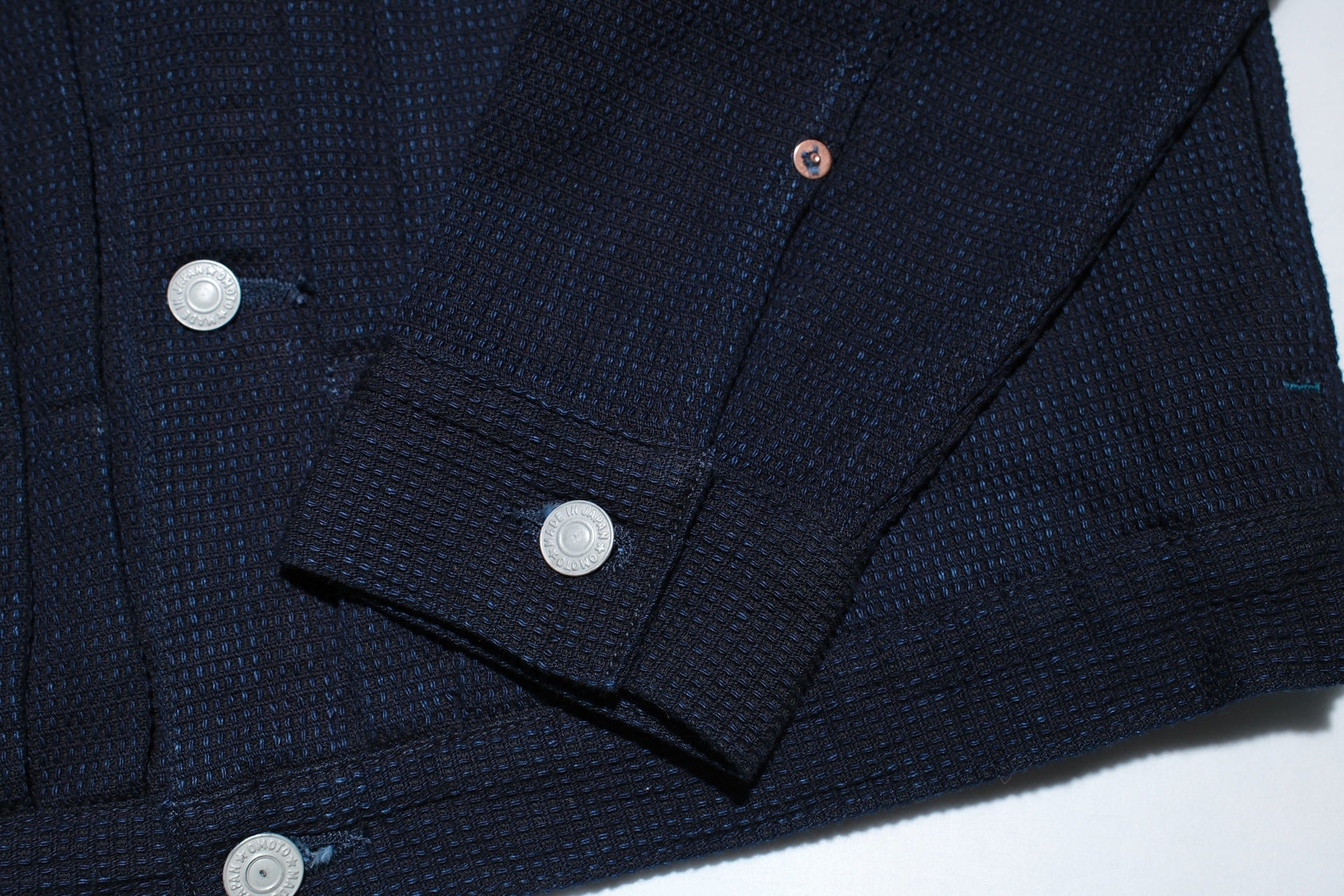 Omoto Denim 12oz Indigo Dyed "Cube Sashiko" Modified Type 2 Jacket
