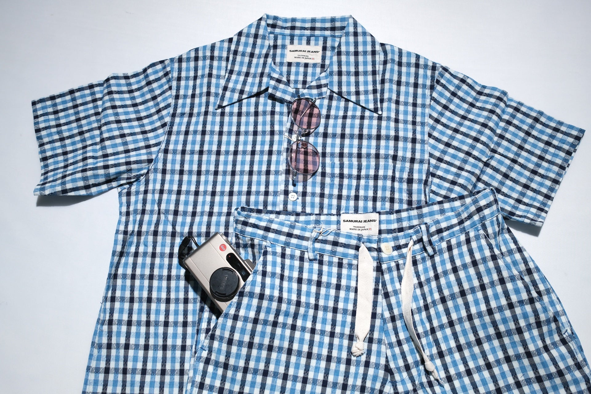 Samurai Natural Indigo Dyed “Diamond Sashiko” Easy Shorts