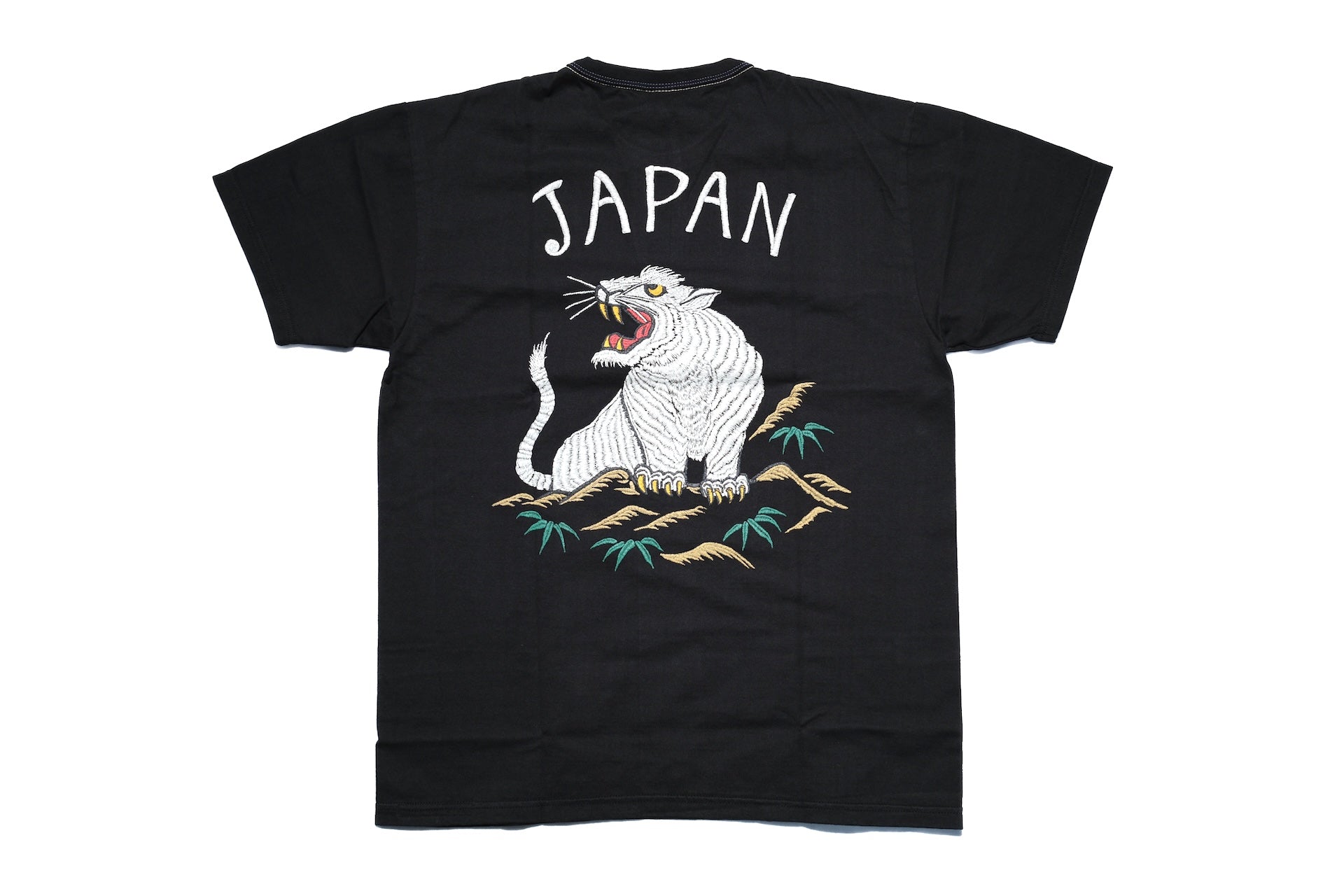 The Flat Head 9oz "Sukajan Tiger" Loopwheeled Tee (Black)