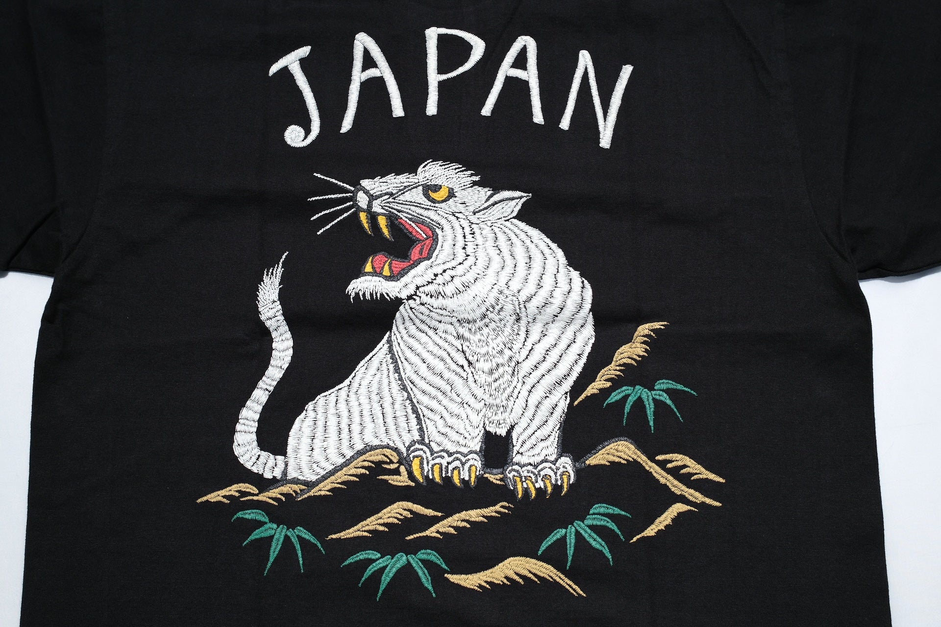 The Flat Head 9oz "Sukajan Tiger" Loopwheeled Tee (Black)