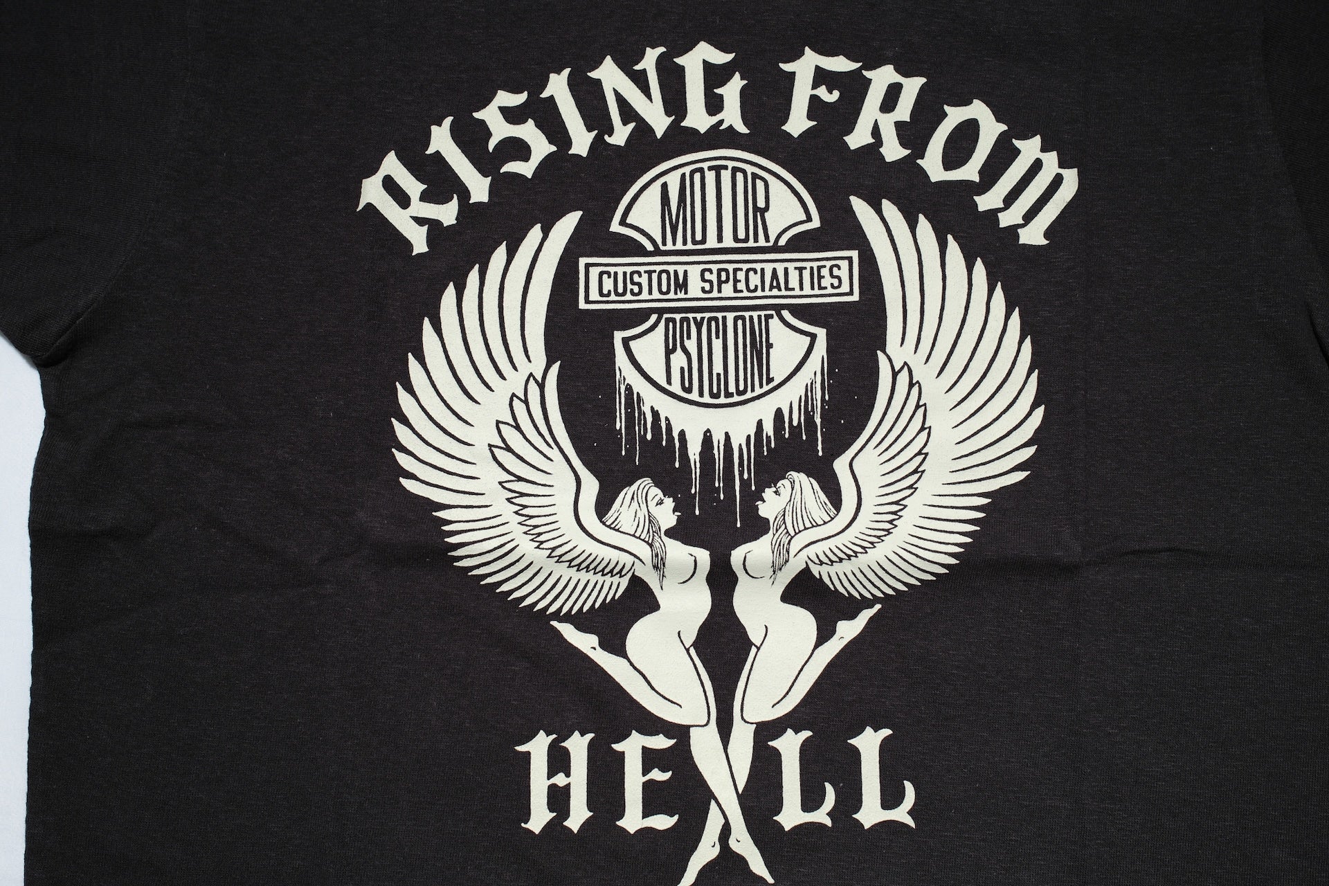 Freewheelers "RISING FROM HELL" Loopwheeled Tee (Shady Black)