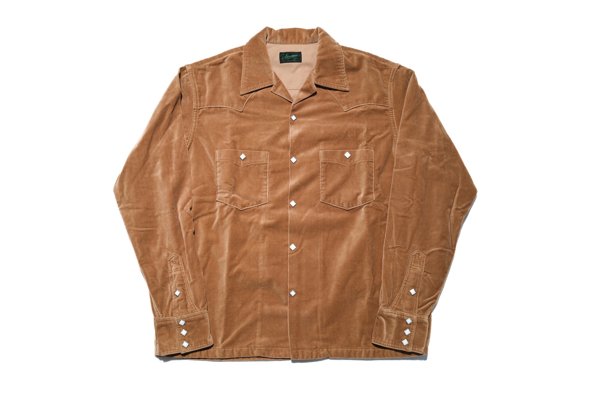 Stevenson Overall Co. Medium-weight Velveteen “UrbanLasso” Western Shirt (Sand Beige)