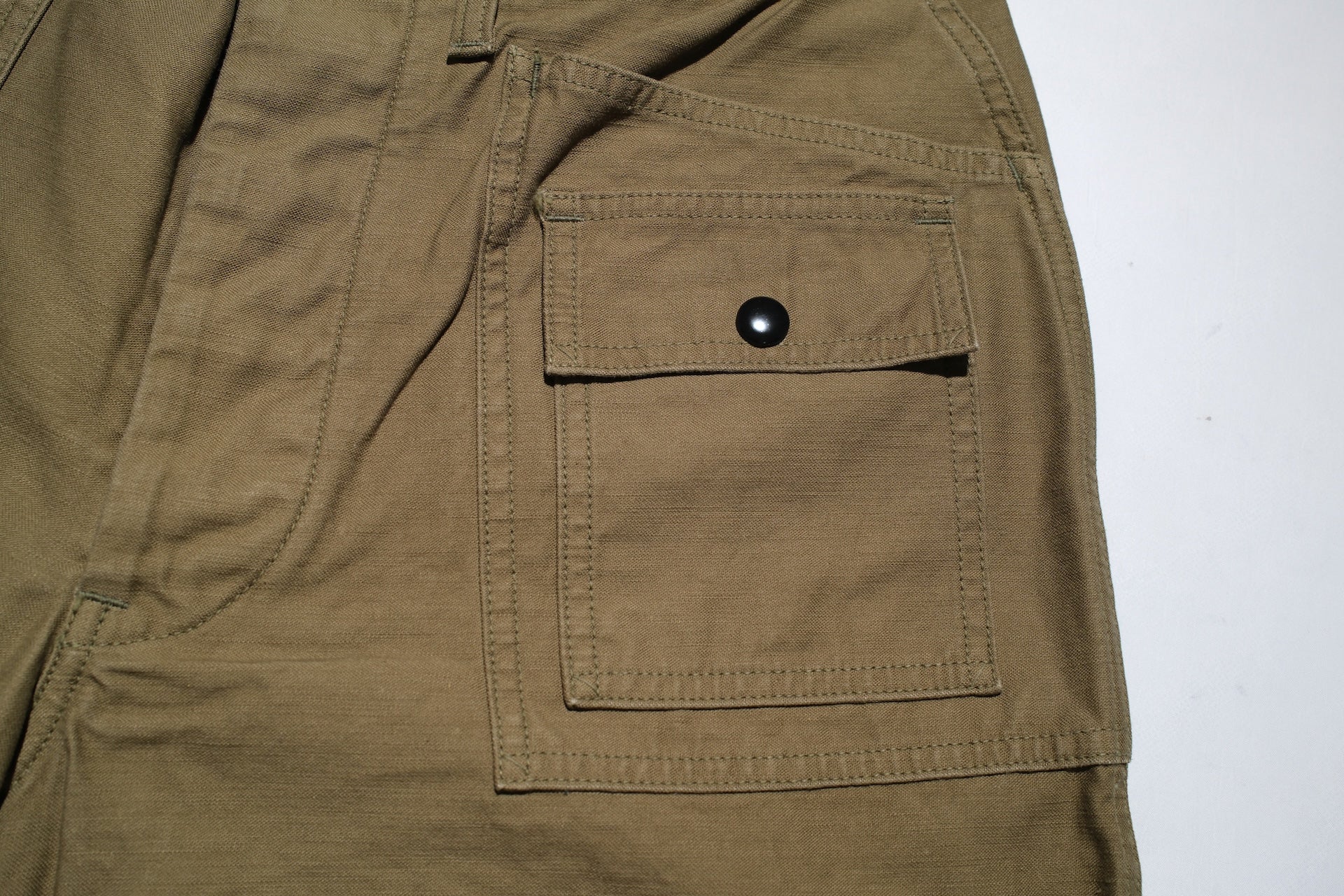 Freewheelers “GRUNTS” Back Satin Cut-Length Trousers (Olive)