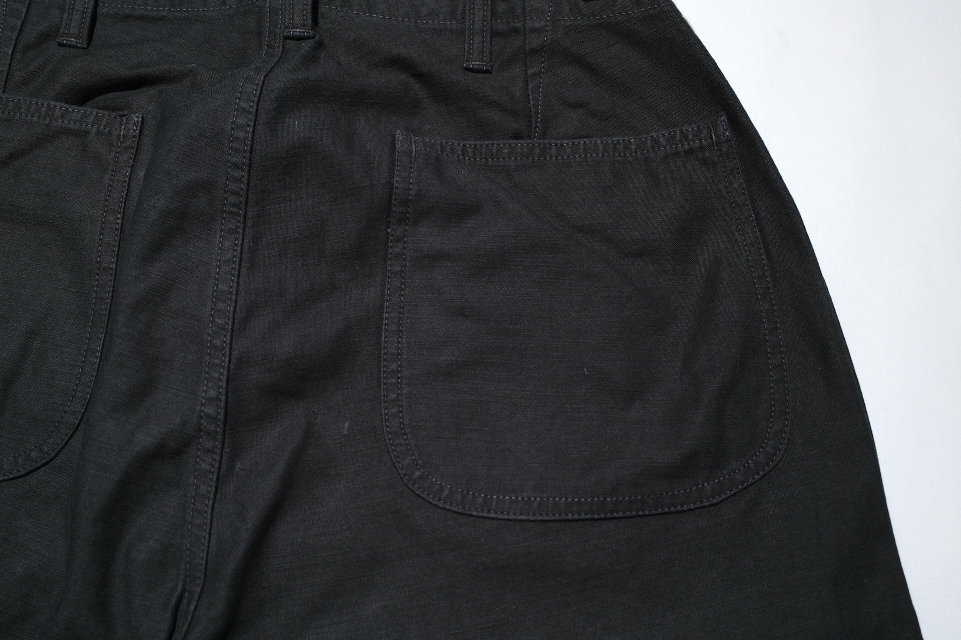 Freewheelers “GRUNTS” Back Satin Cut-Length Trousers (Black)