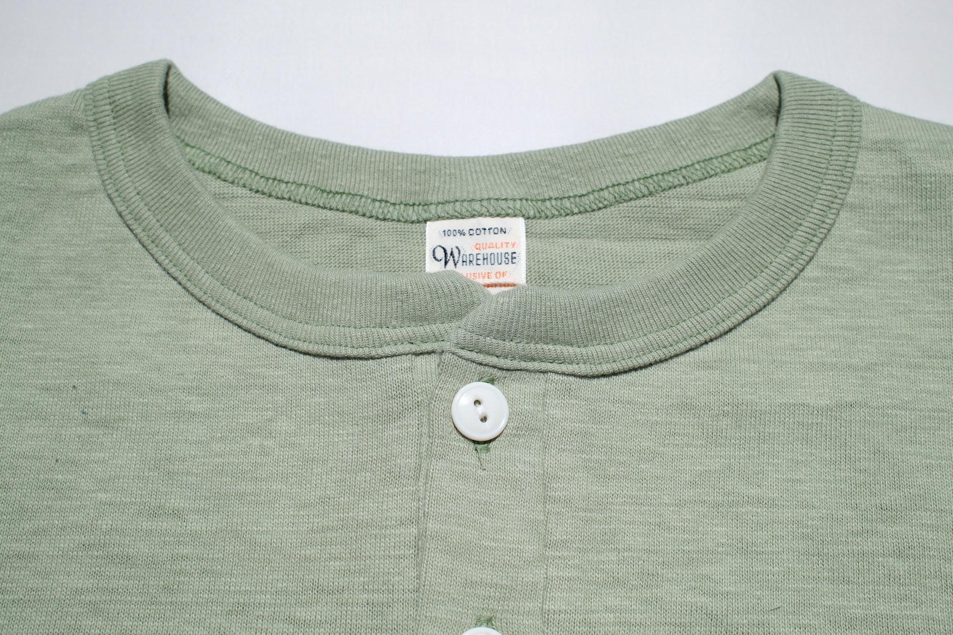 Warehouse 5.5oz "Bamboo Textured" Henley Tee (Pale Green)