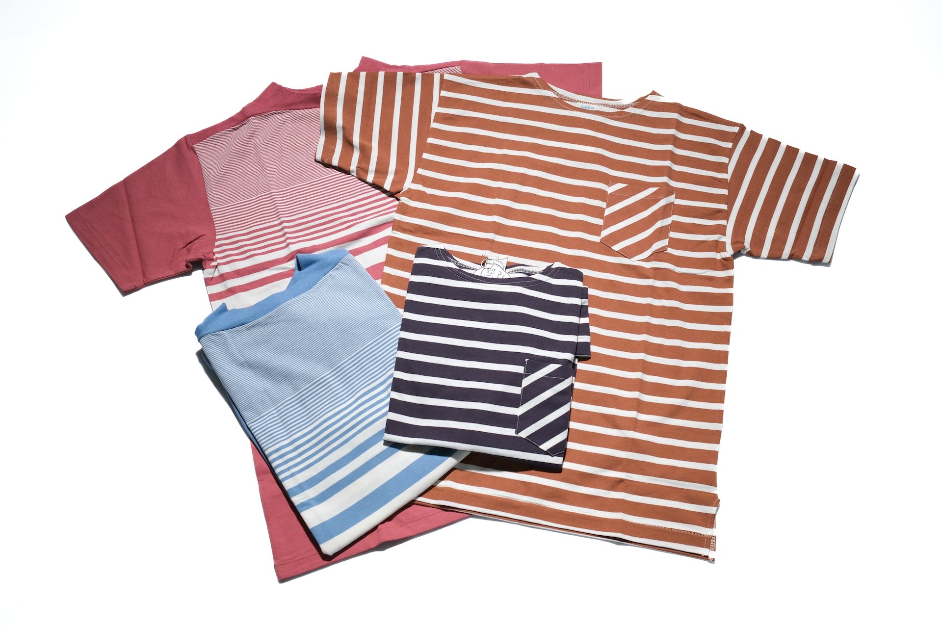 John Gluckow X Warehouse Co. 6oz "Seaside" Loopwheeled Tee (Sax X Off white)