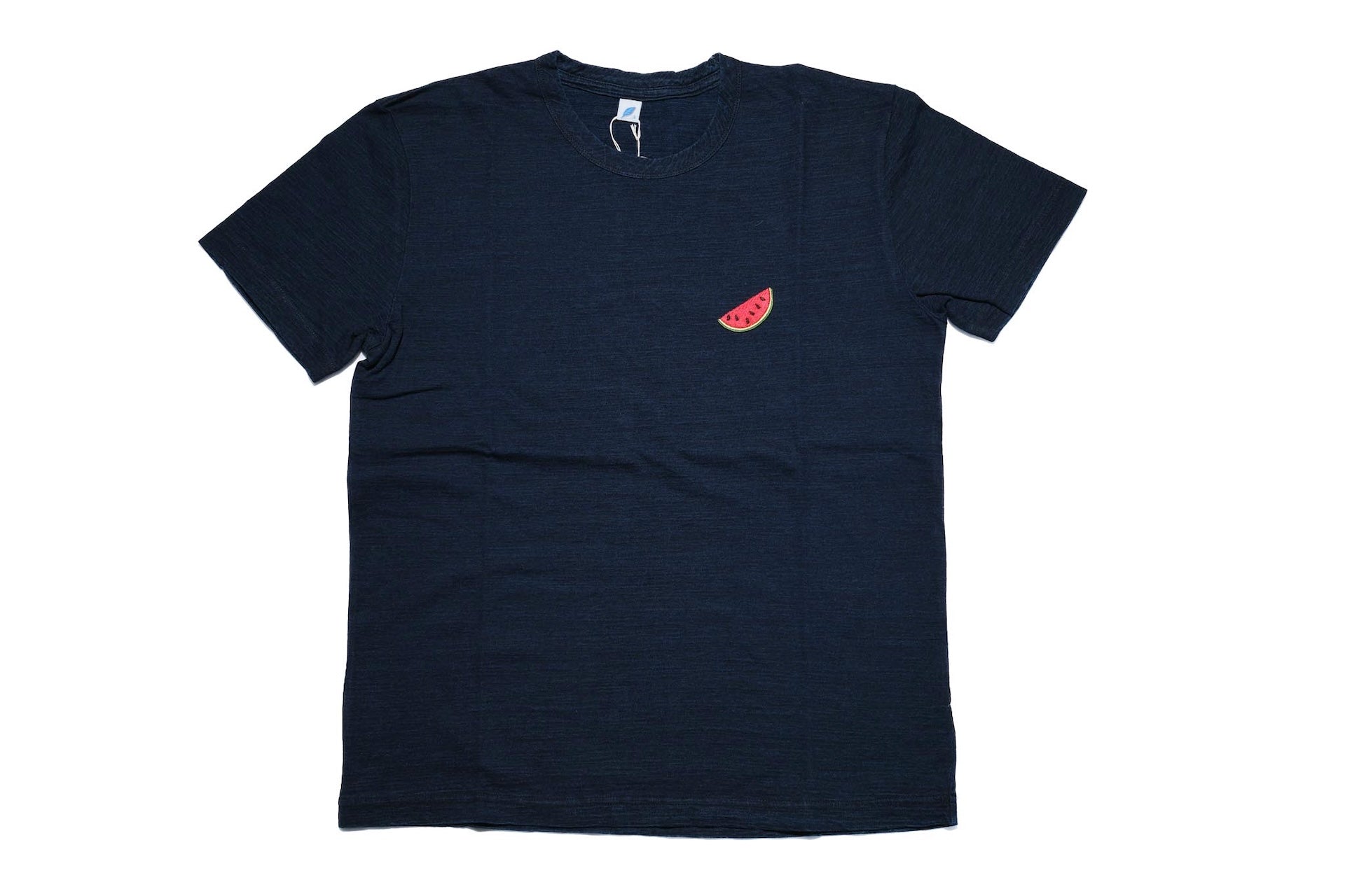 Pure Blue Japan 6.5oz Embroidered Grand Indigo Dyed Tee (Watermelon)