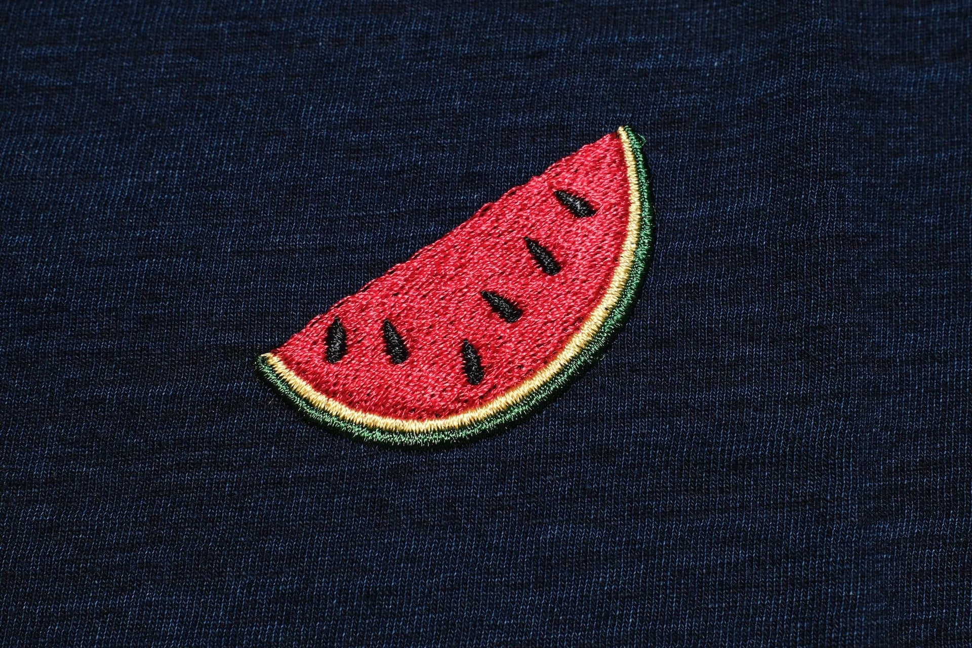Pure Blue Japan 6.5oz Embroidered Grand Indigo Dyed Tee (Watermelon)