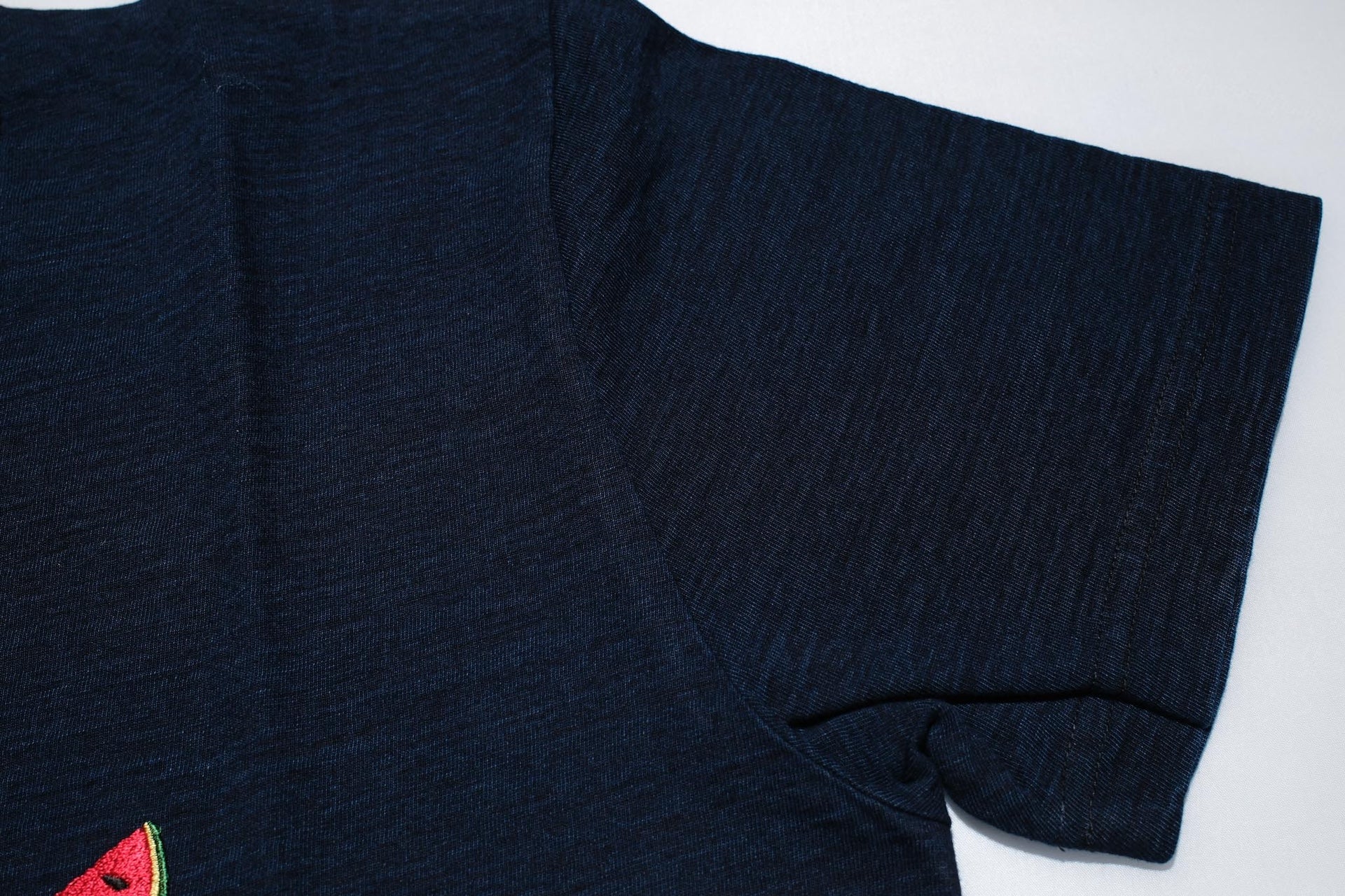 Pure Blue Japan 6.5oz Embroidered Grand Indigo Dyed Tee (Watermelon)