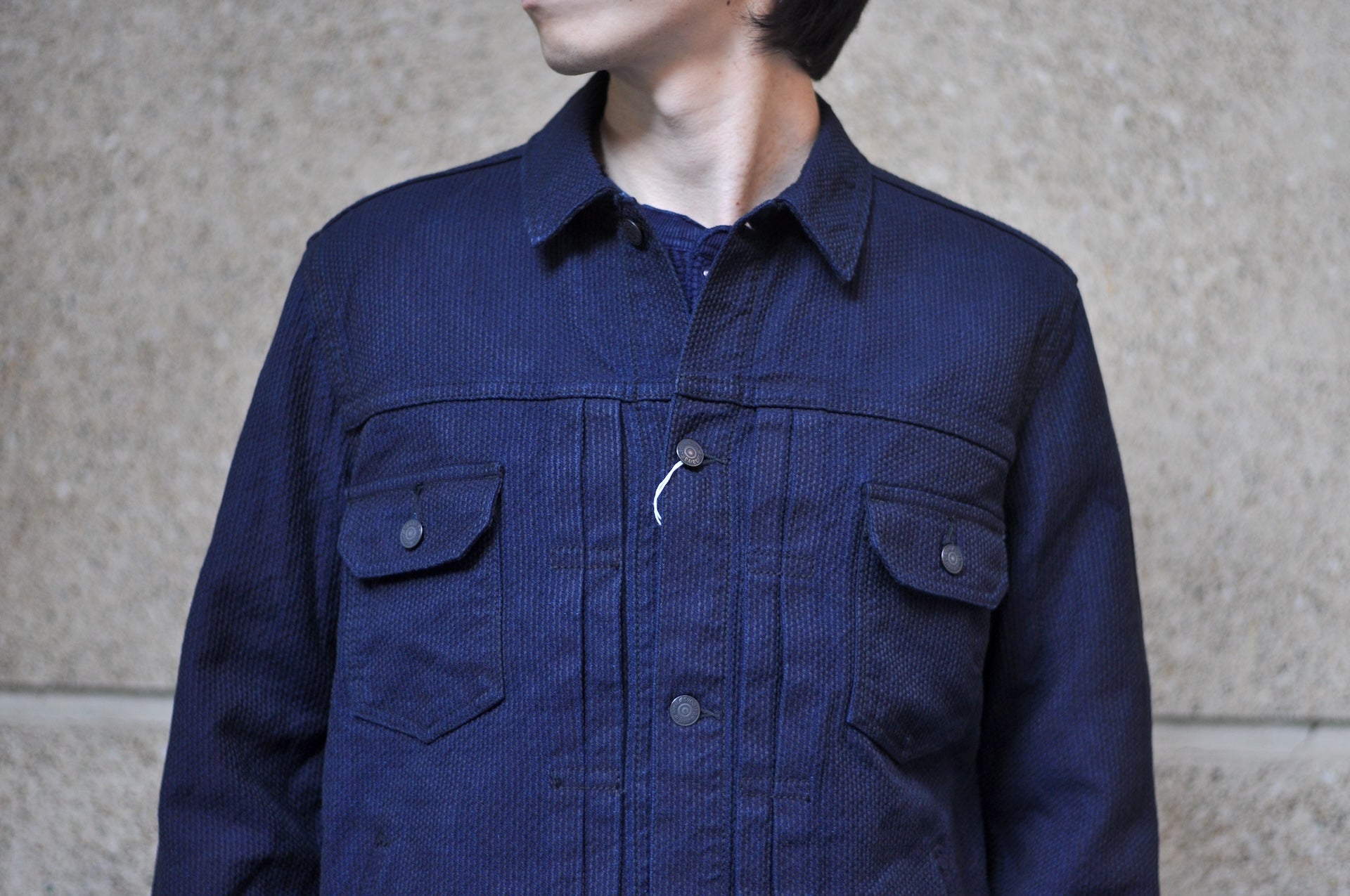 Pure Blue Japan 12.5oz "Double-Warps" Sashiko Type 2 Jacket (Indigo X Black)