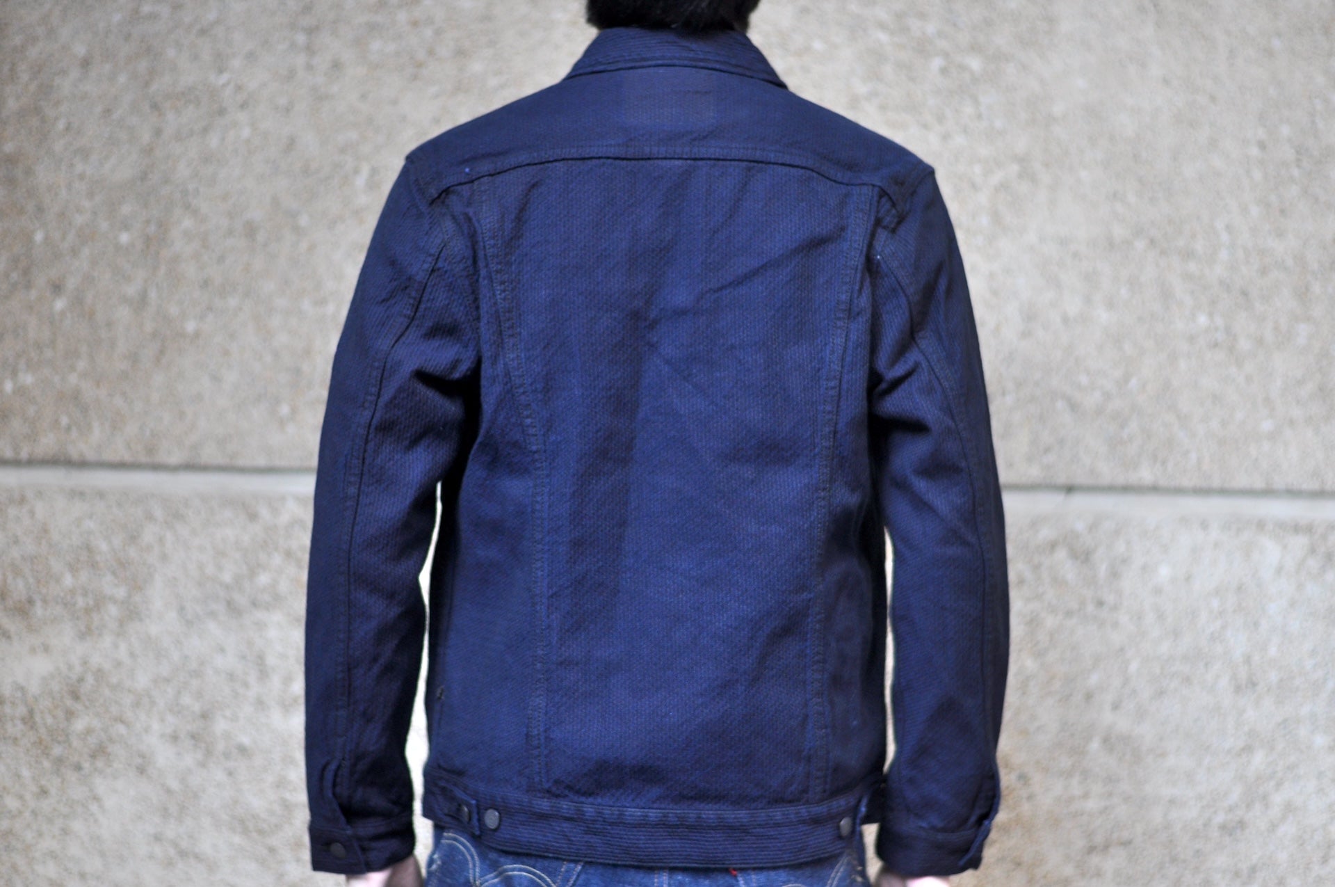 Pure Blue Japan 12.5oz "Double-Warps" Sashiko Type 2 Jacket (Indigo X Black)
