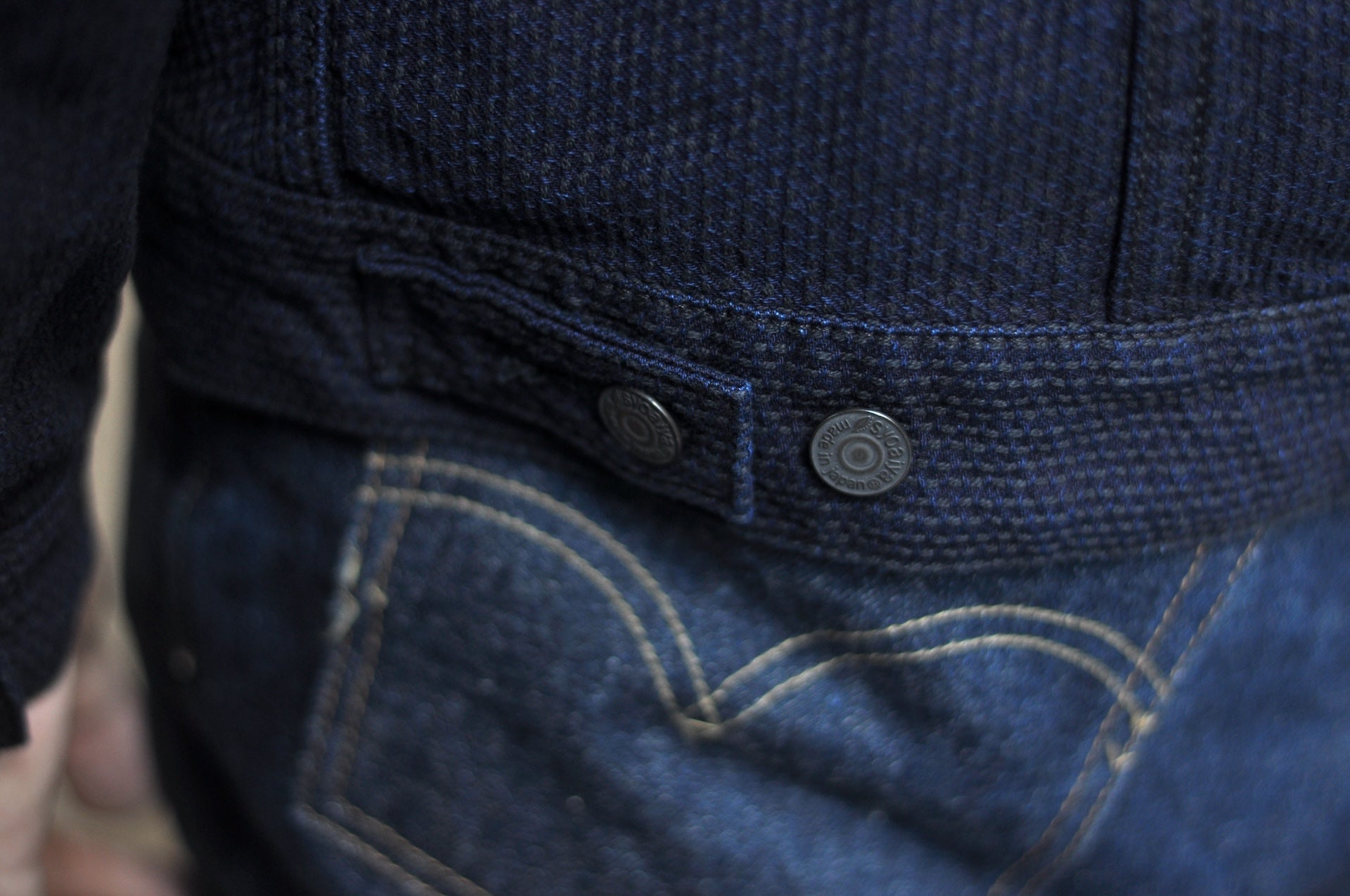 Pure Blue Japan 12.5oz "Double-Warps" Sashiko Type 2 Jacket (Indigo X Black)