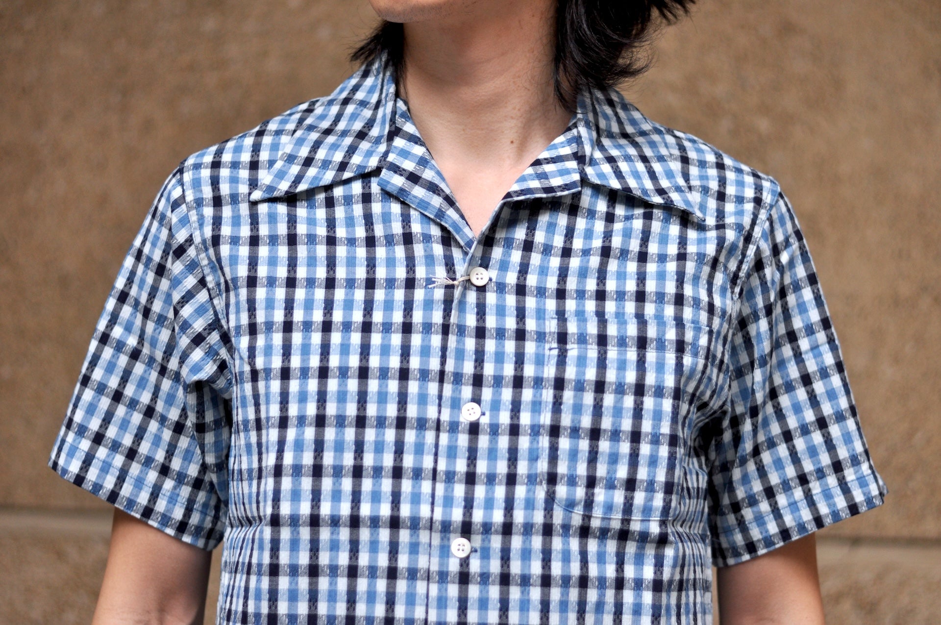 Samurai Natural Indigo Dyed “Diamond Sashiko” S/S Aloha Shirt
