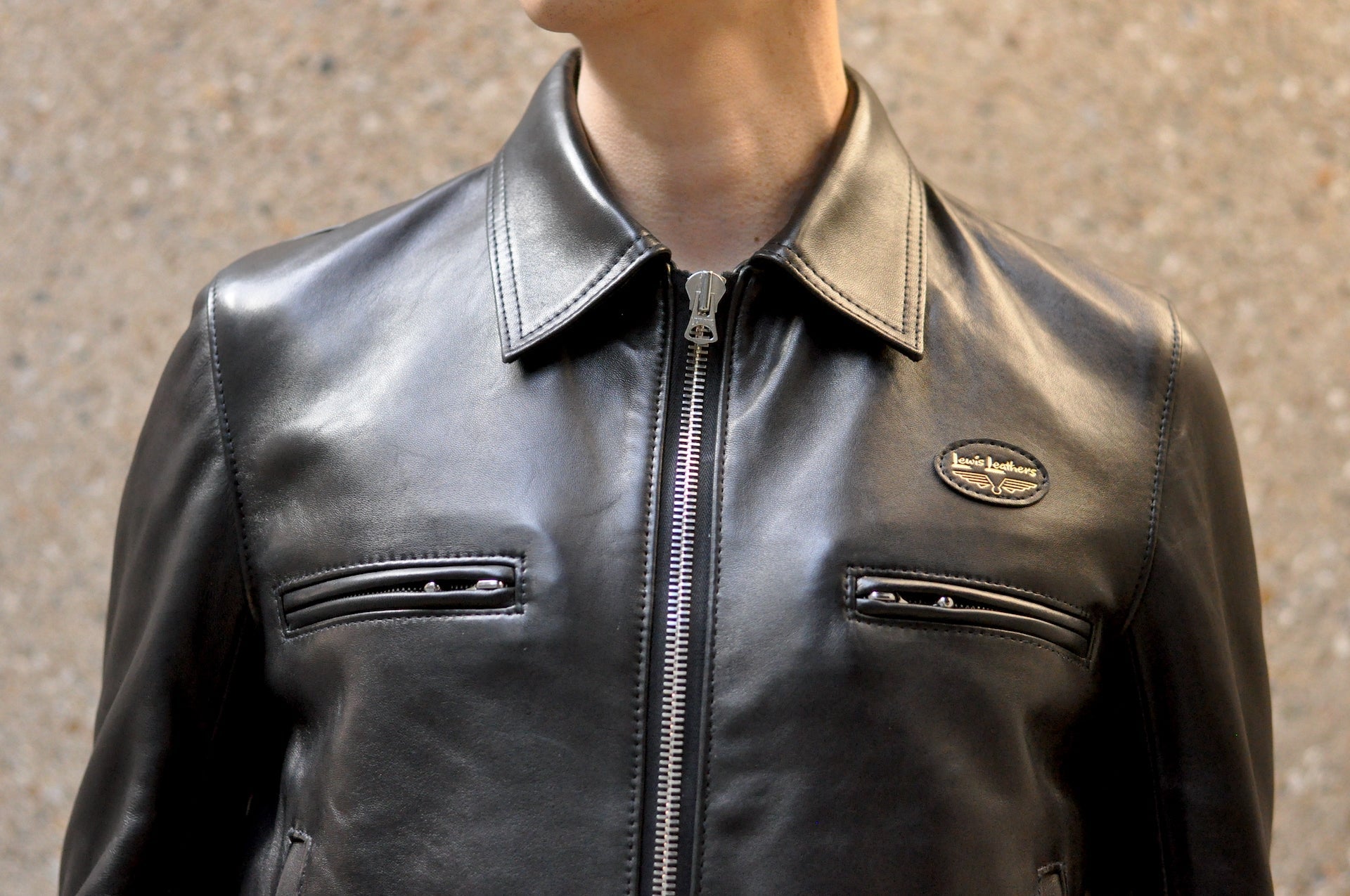 Lewis Leathers Black Sheepskin 'Dominator' 551T Leather Jacket (Tight fit)