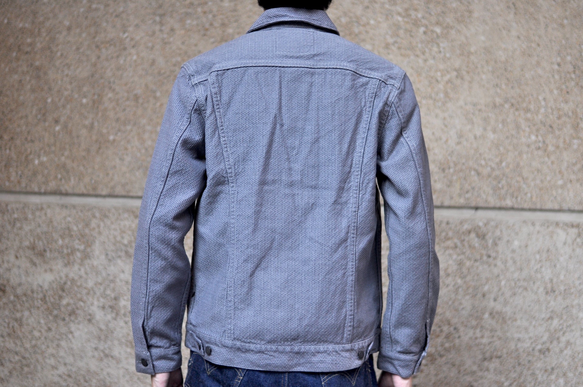 Pure Blue Japan 12.5oz "Double-Warps" Sashiko Type 2 Jacket (Heather Grey X Black)