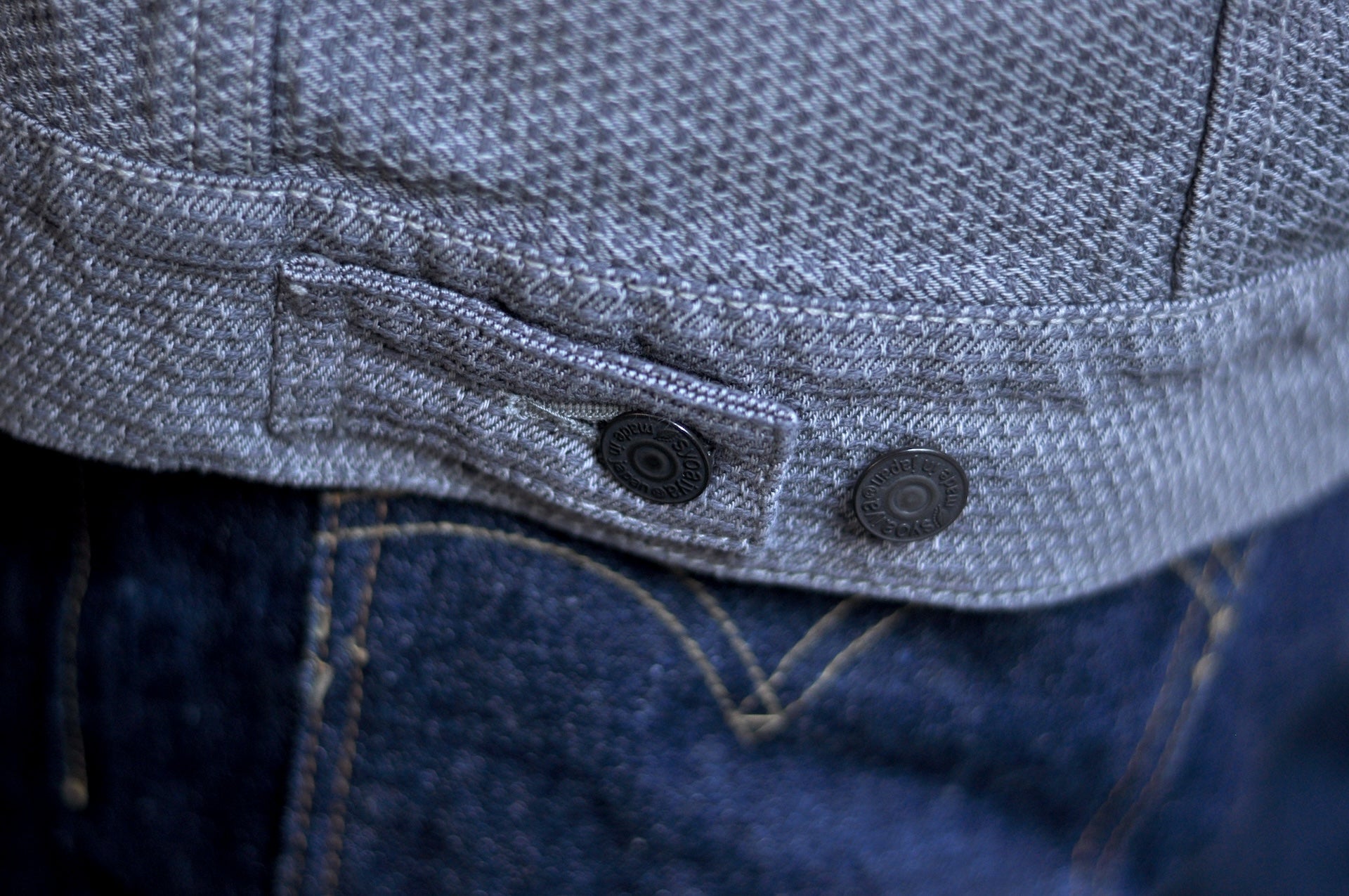 Pure Blue Japan 12.5oz "Double-Warps" Sashiko Type 2 Jacket (Heather Grey X Black)