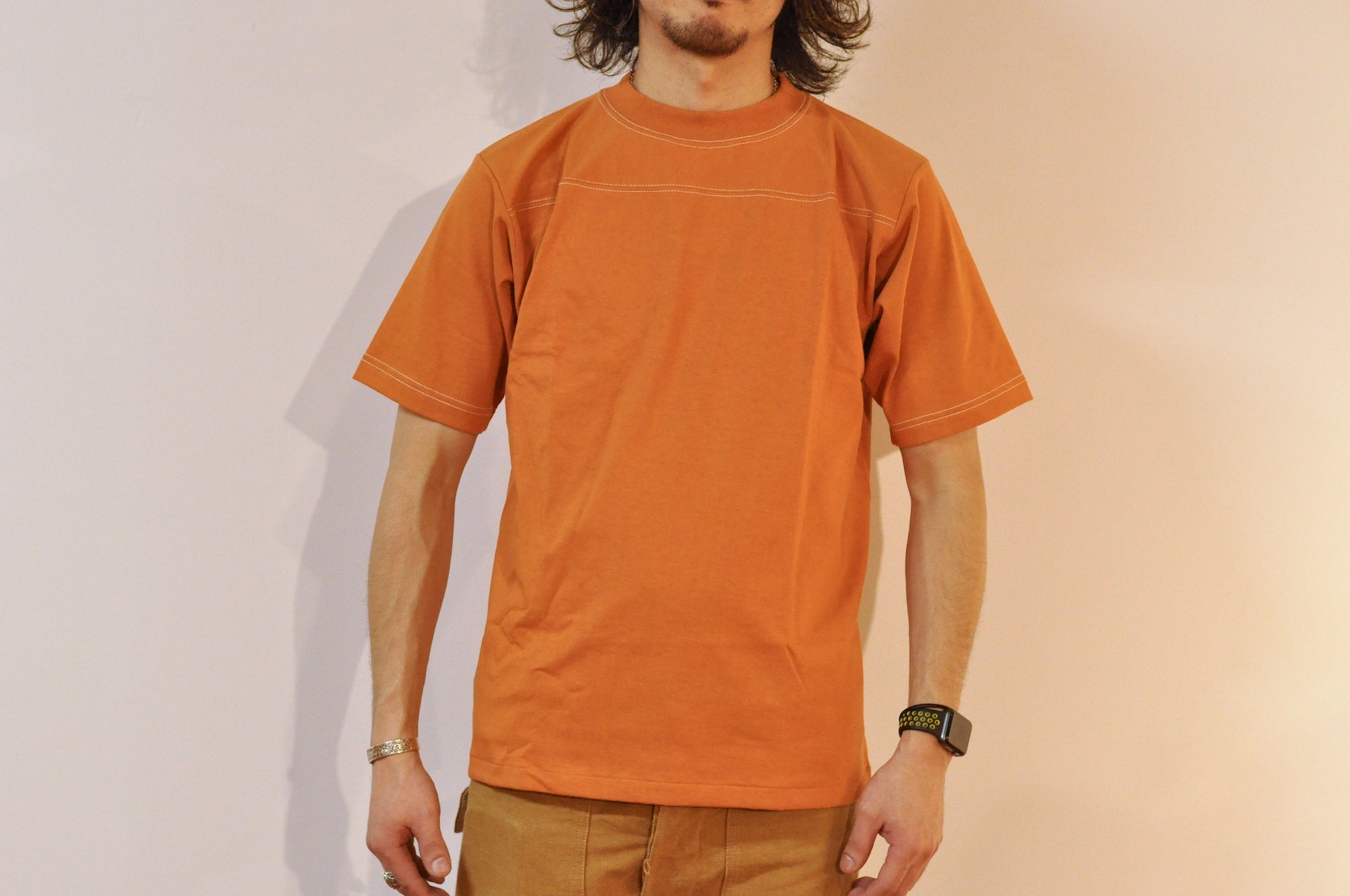 Denime X Warehouse Co. 7oz Loopwheeled Football Tee (Brick)