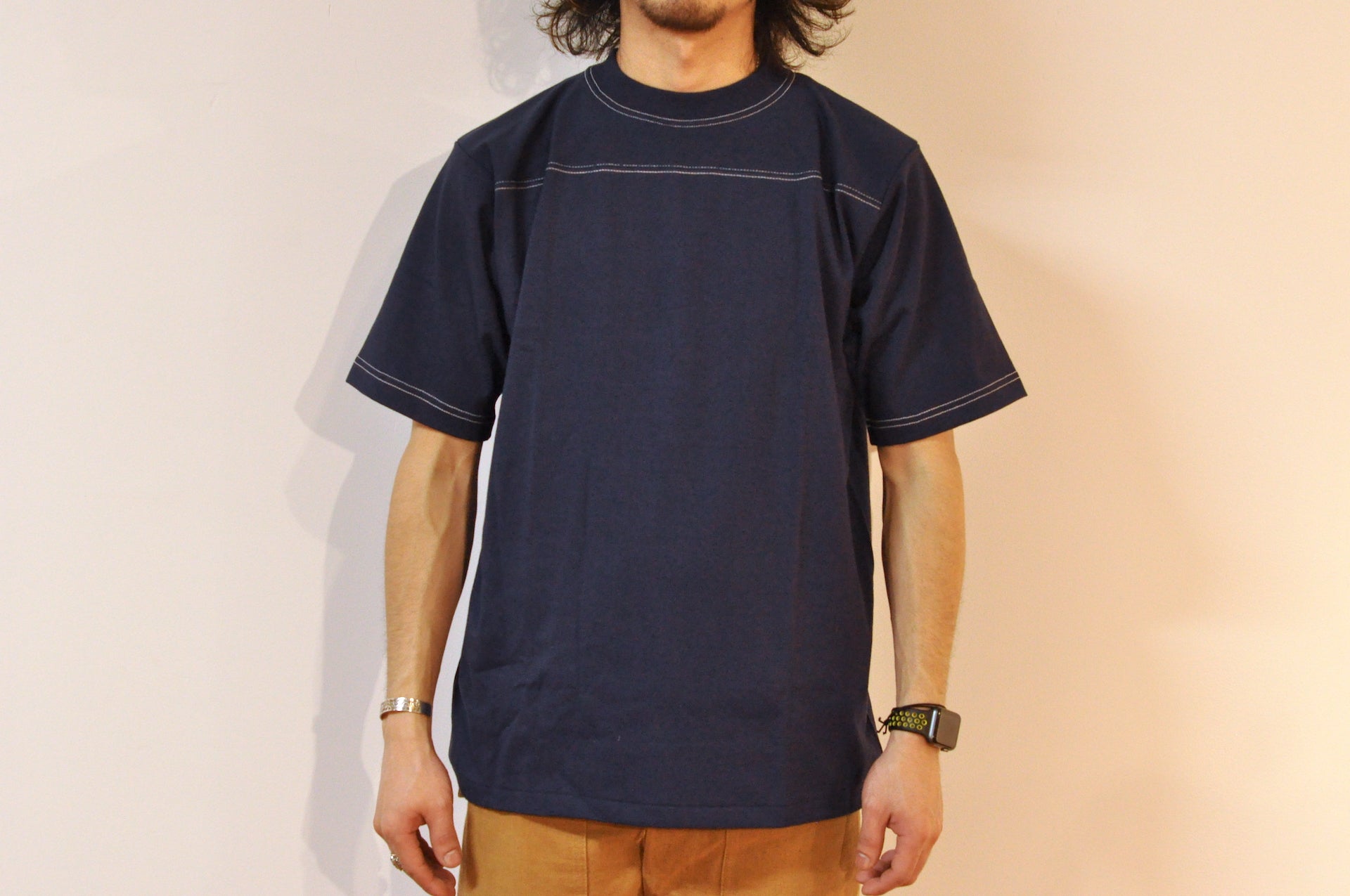 Denime X Warehouse Co. 7oz Loopwheeled Football Tee (Navy)