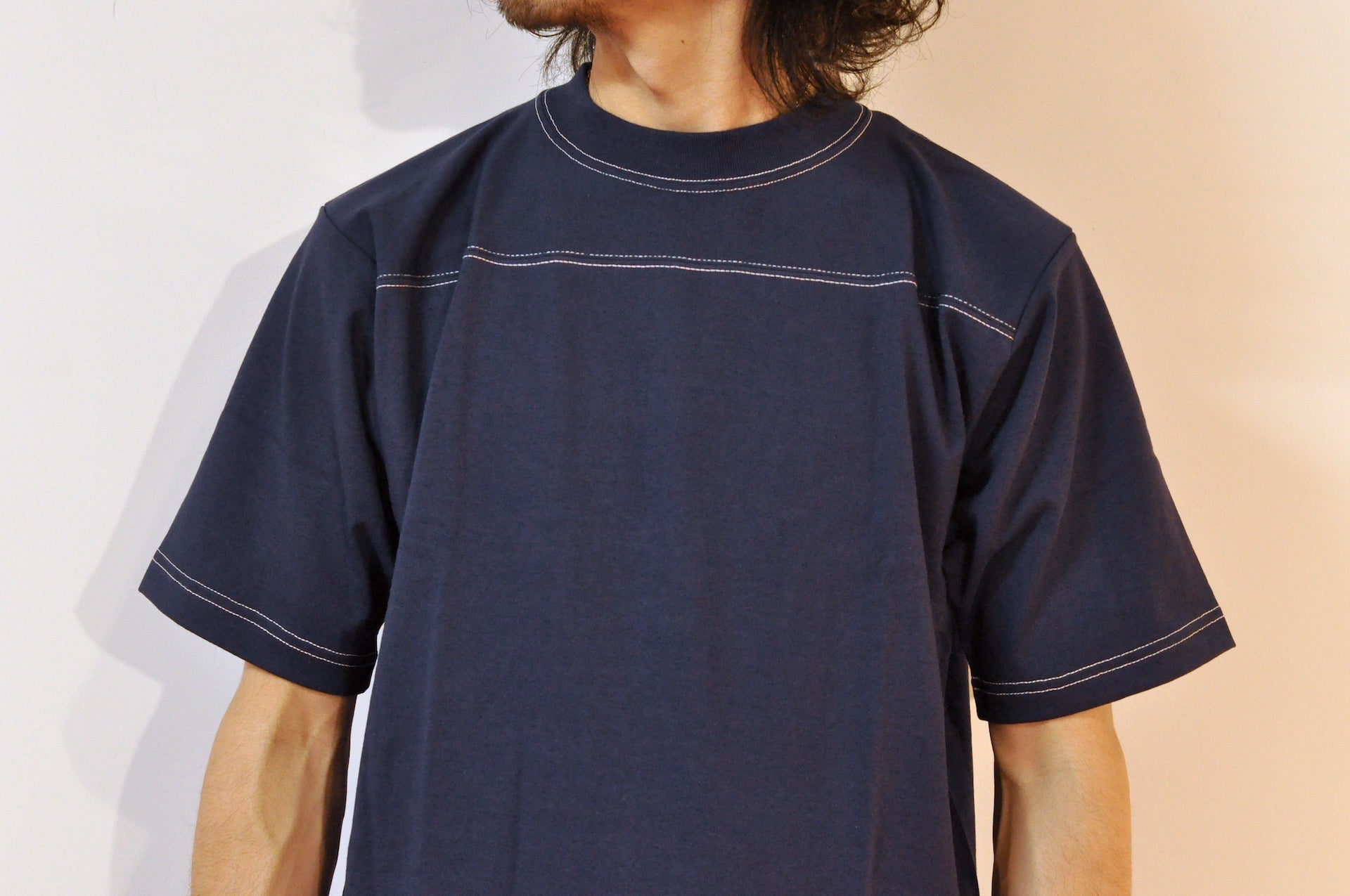 Denime X Warehouse Co. 7oz Loopwheeled Football Tee (Navy)