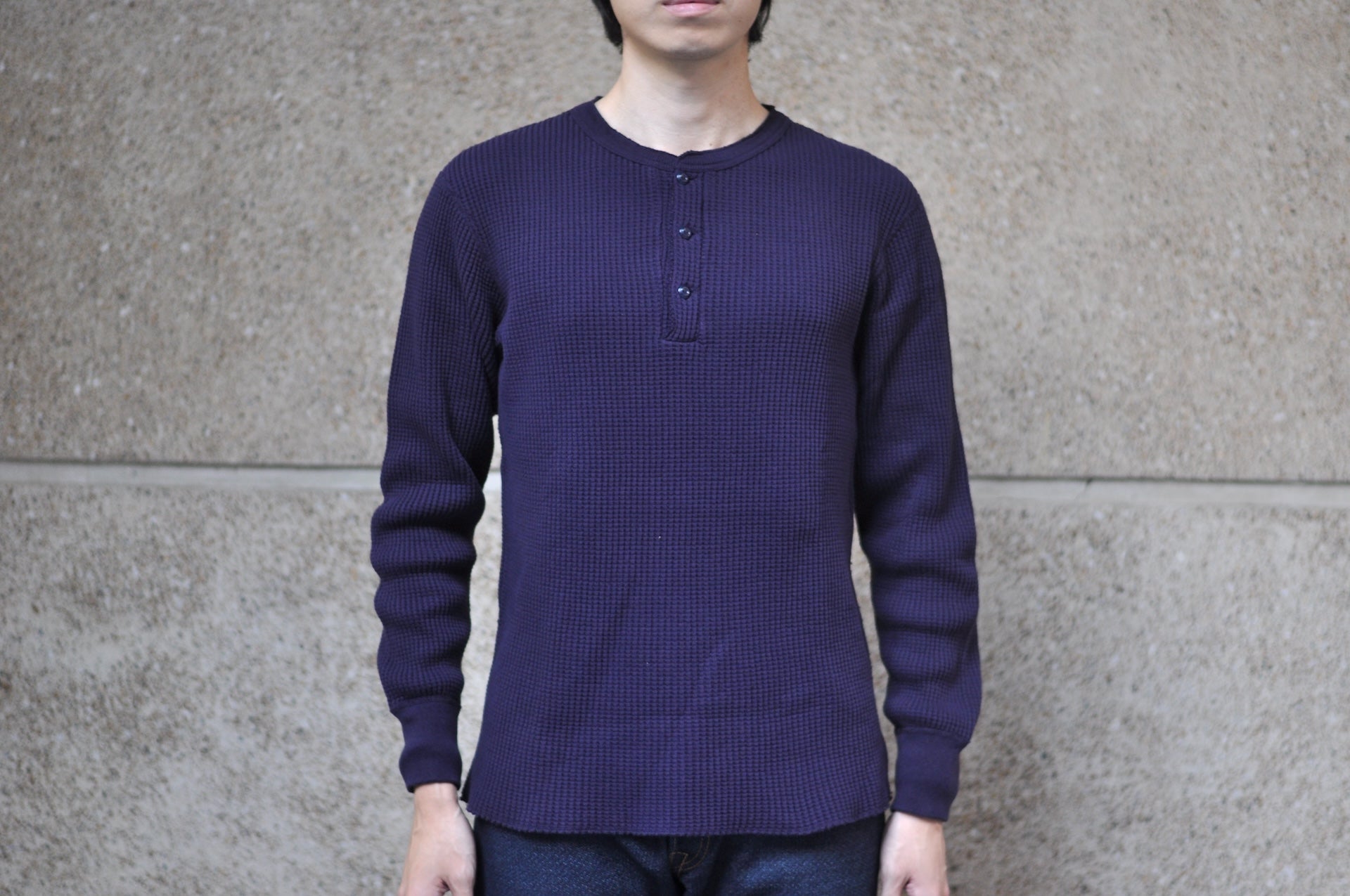 UES Ultra Heavyweight "Big Waffle" L/S Henley Thermal (Eggplant Navy)