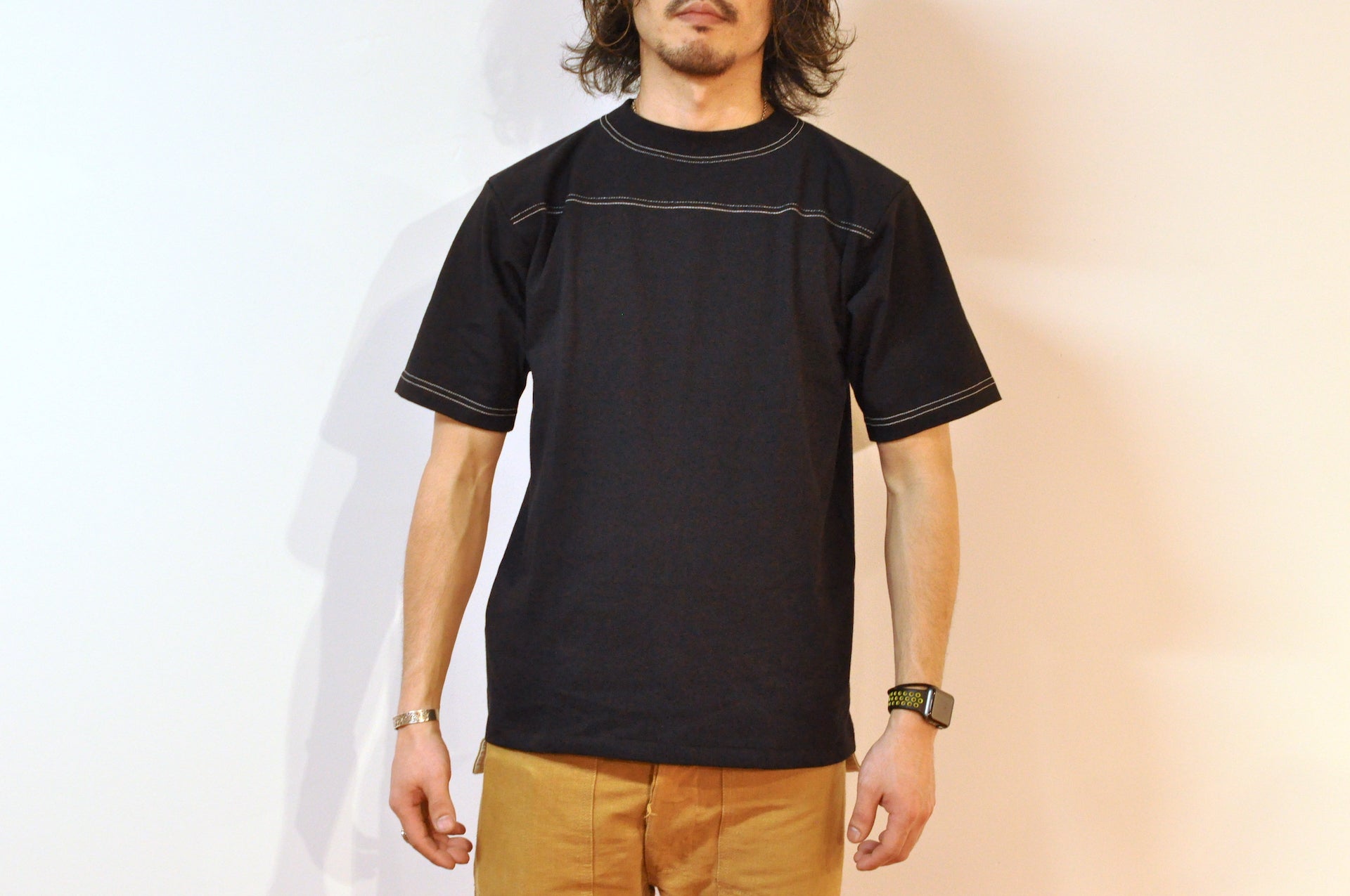 Denime X Warehouse Co. 7oz Loopwheeled Football Tee (Black)