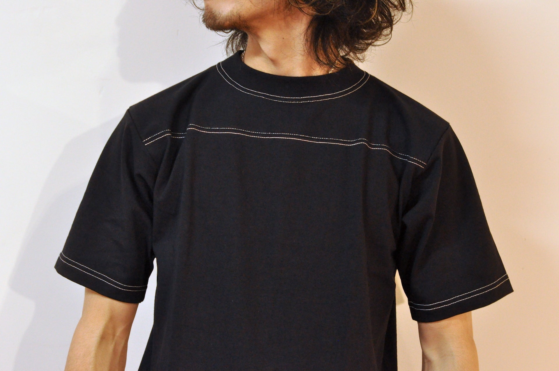 Denime X Warehouse Co. 7oz Loopwheeled Football Tee (Black)
