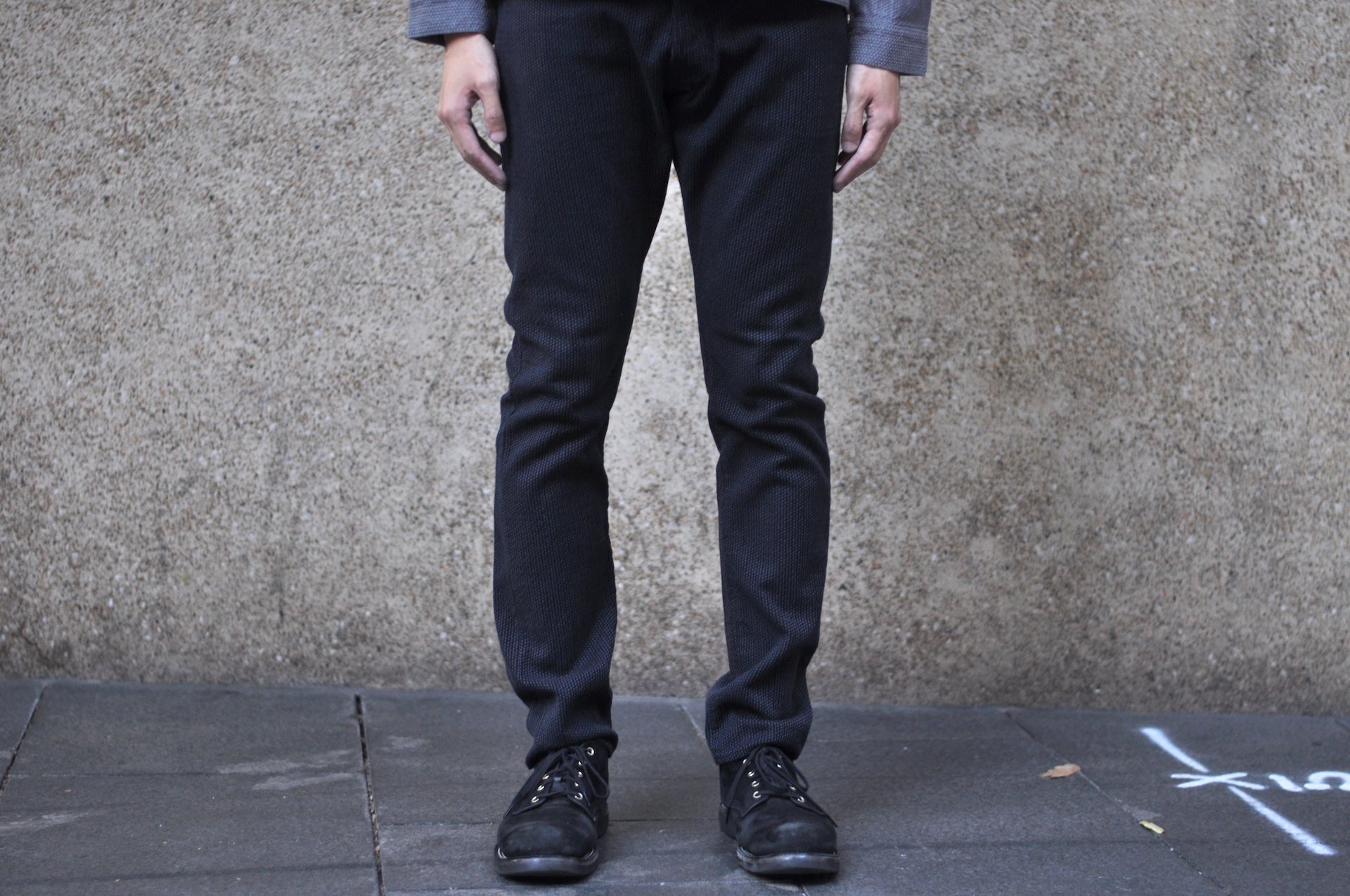 Pure Blue Japan 12.5oz "Double-Warps" Sashiko Trousers (Grey X Black)