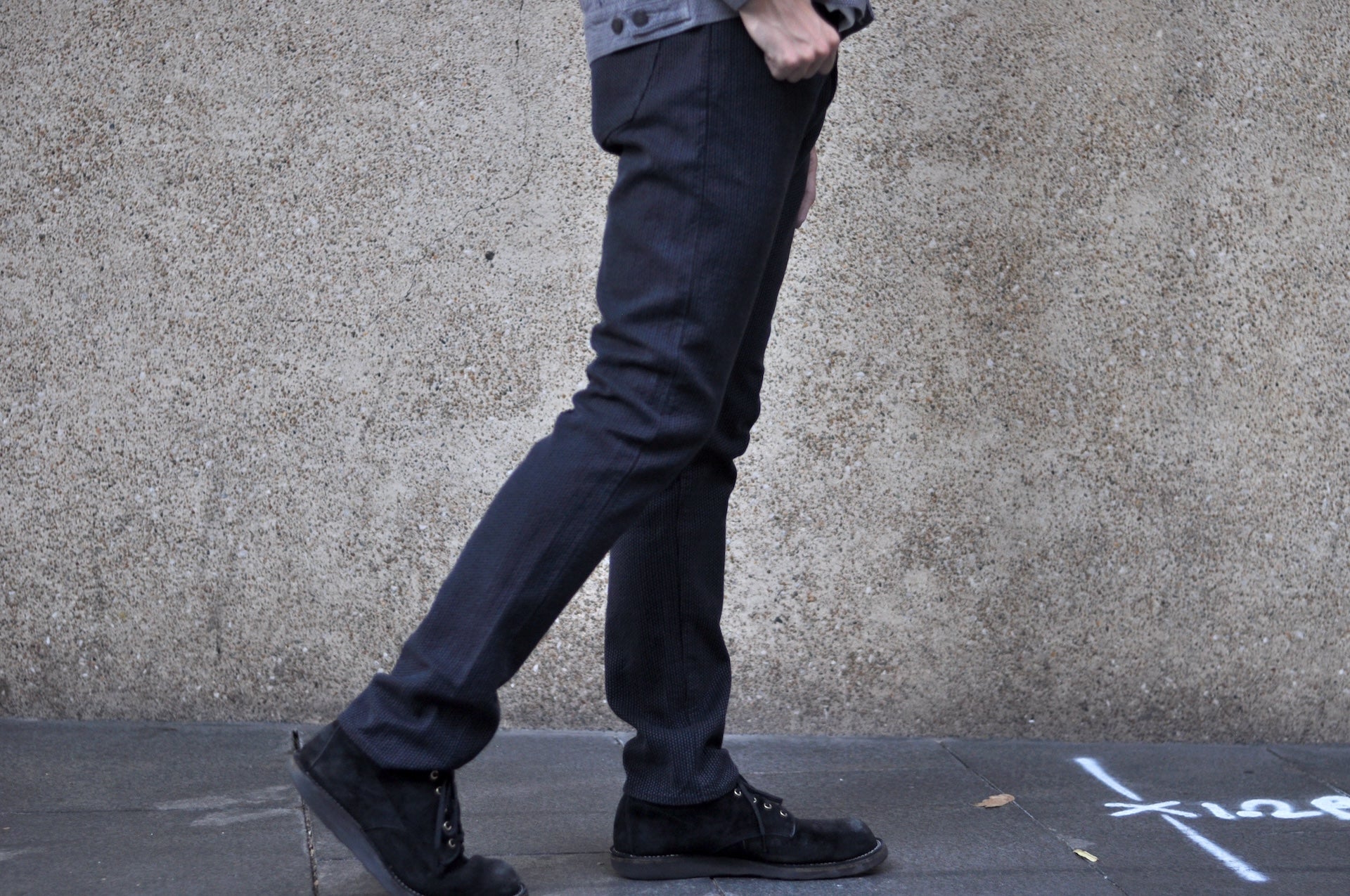Pure Blue Japan 12.5oz "Double-Warps" Sashiko Trousers (Grey X Black)