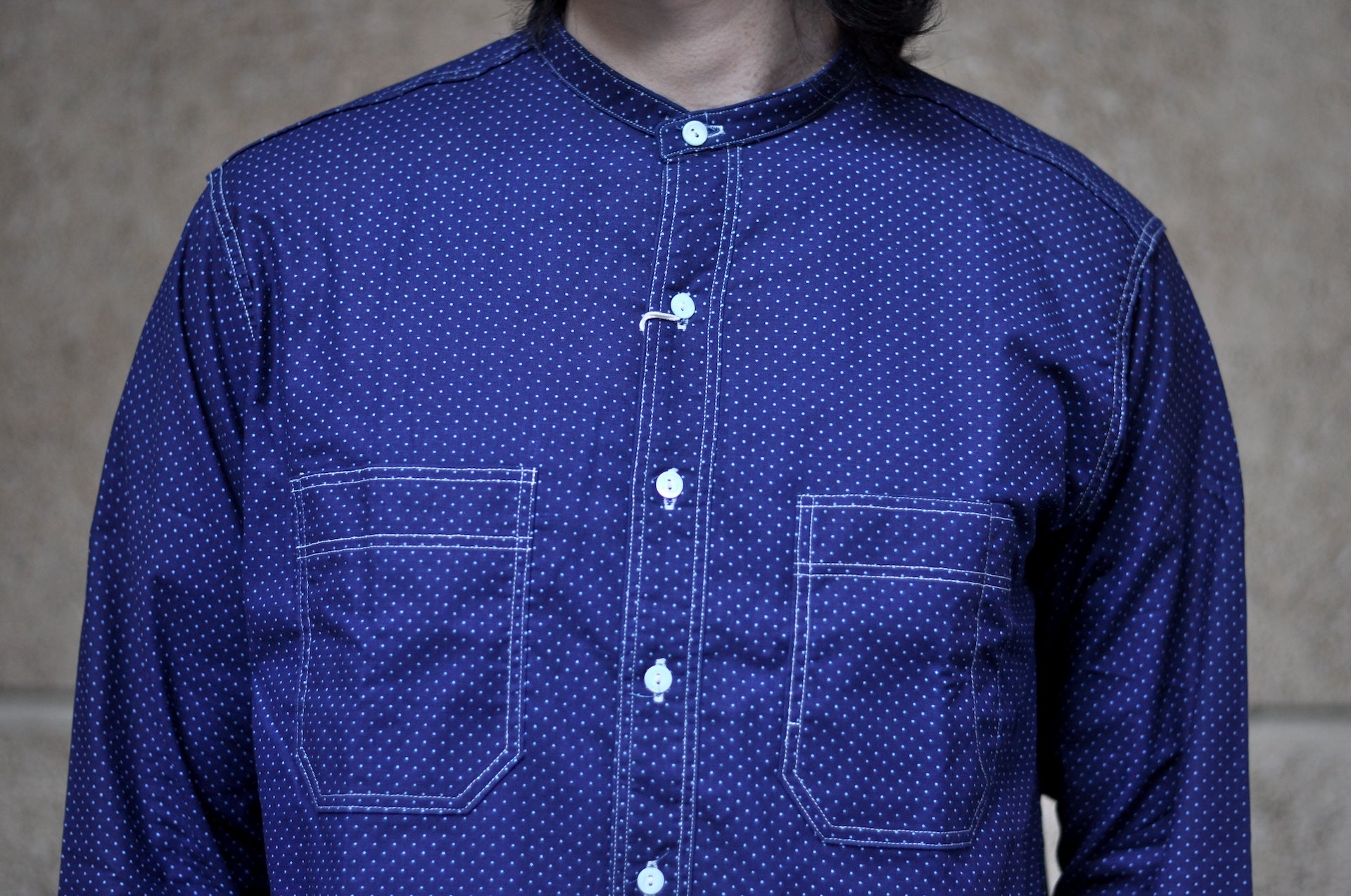 Warehouse Co. 5oz Indigo Dyed Selvage Wabash "Railroad" Stand Collar Shirt
