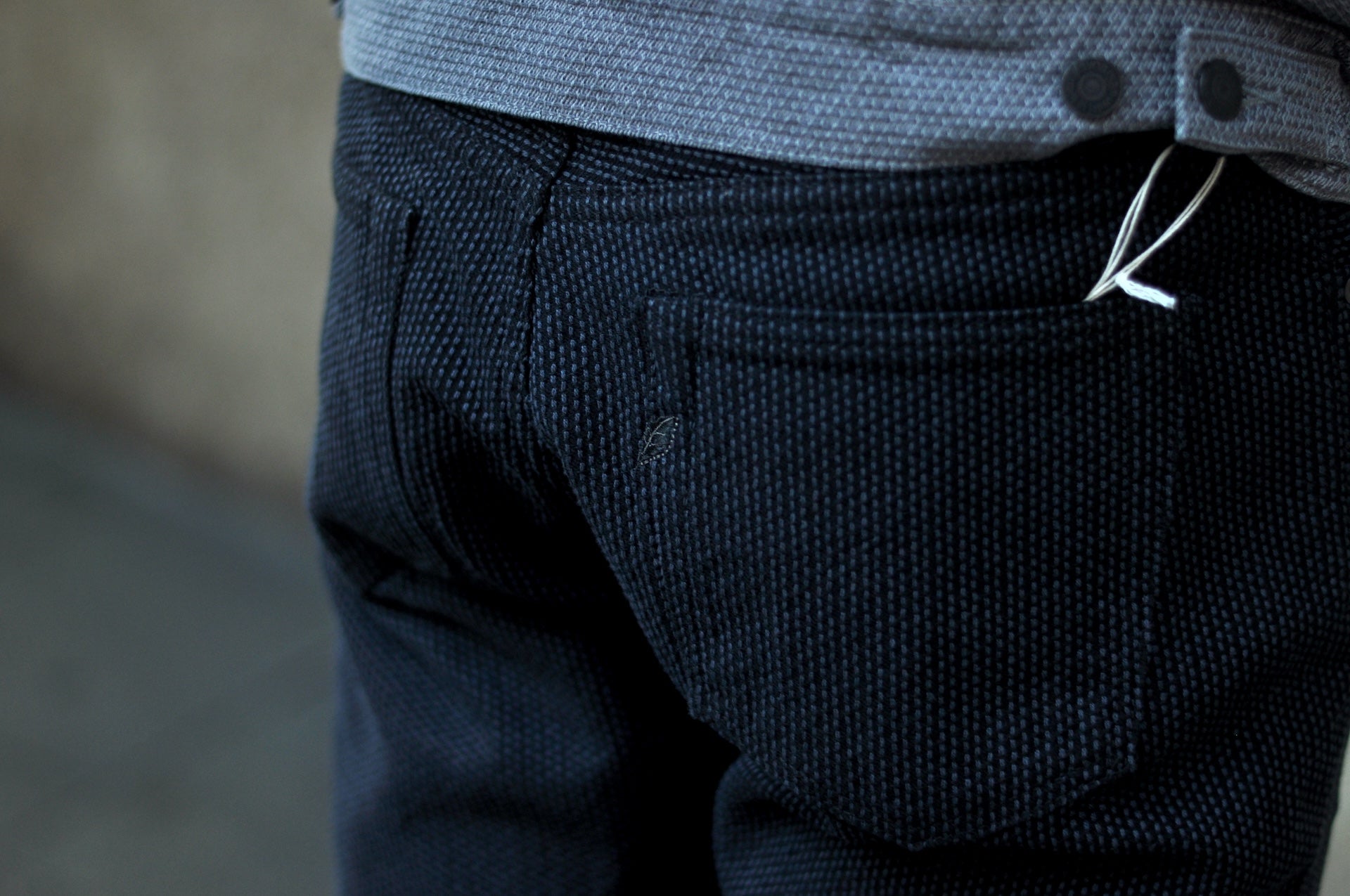 Pure Blue Japan 12.5oz "Double-Warps" Sashiko Trousers (Grey X Black)