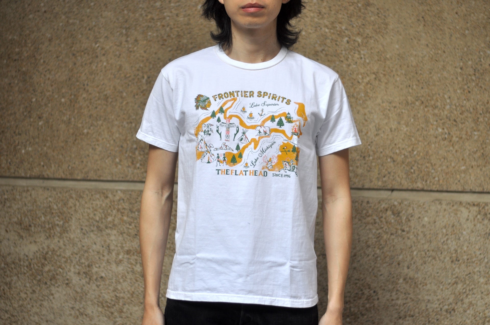 The Flat Head 9oz "Frontier Spirits" Loopwheeled Tee (White)