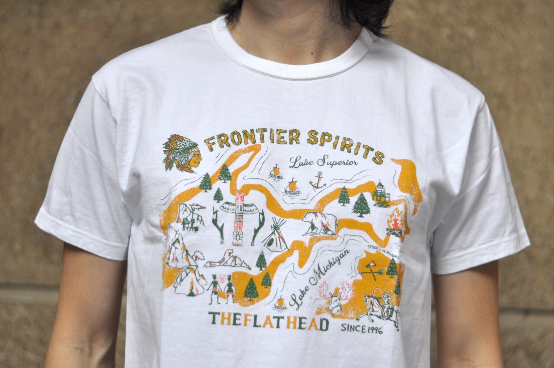 The Flat Head 9oz "Frontier Spirits" Loopwheeled Tee (White)