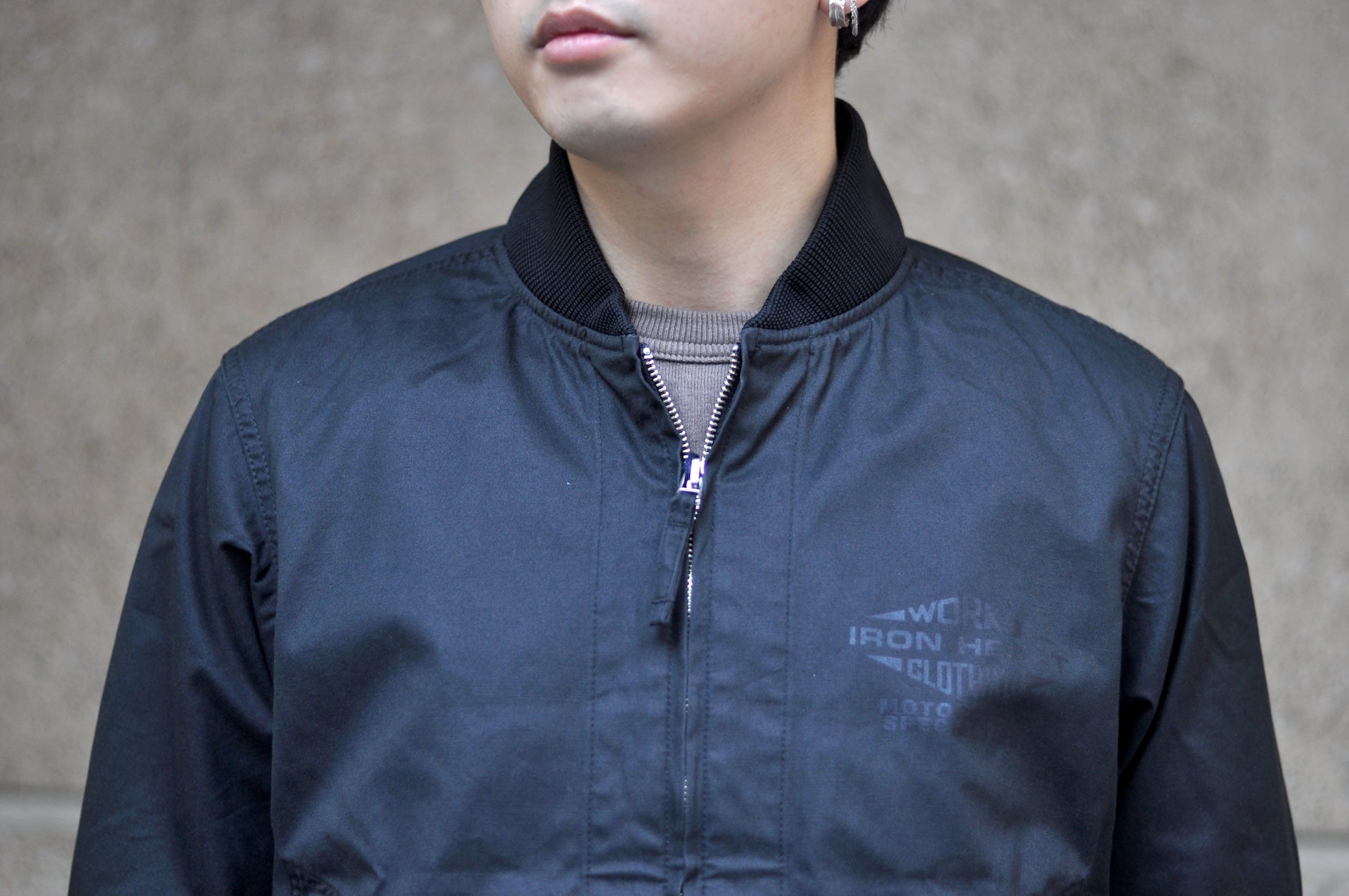 Iron Heart 7oz Rubber Wax Coated Weather Cloth Windbreaker (Black)