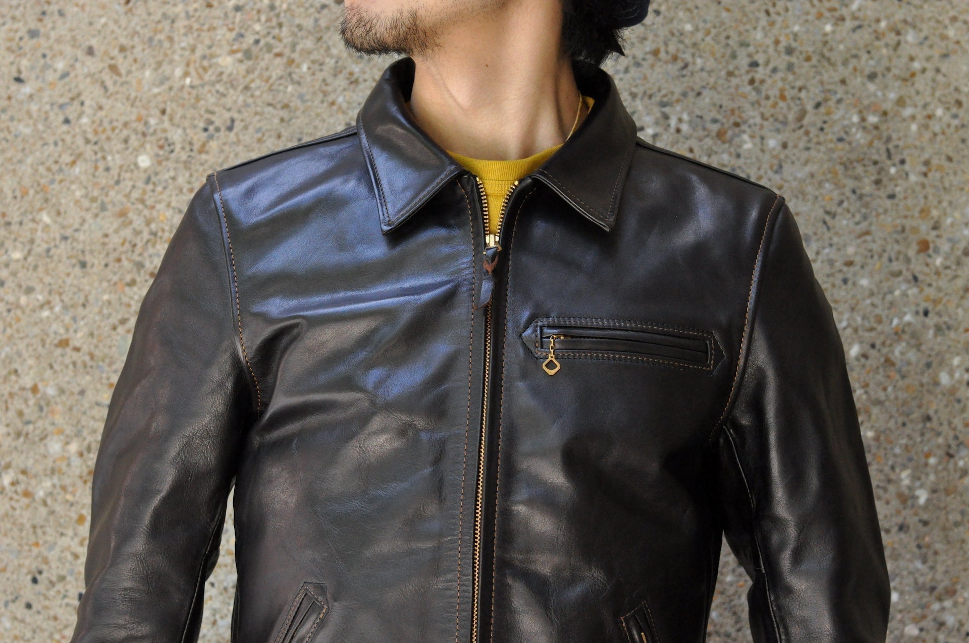 The Flat Head Horsehide 50s Single Riders Jacket (Black Tea-Cored)