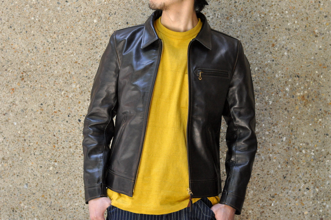 The Flat Head Horsehide 50s Single Riders Jacket (Black Tea-Cored)