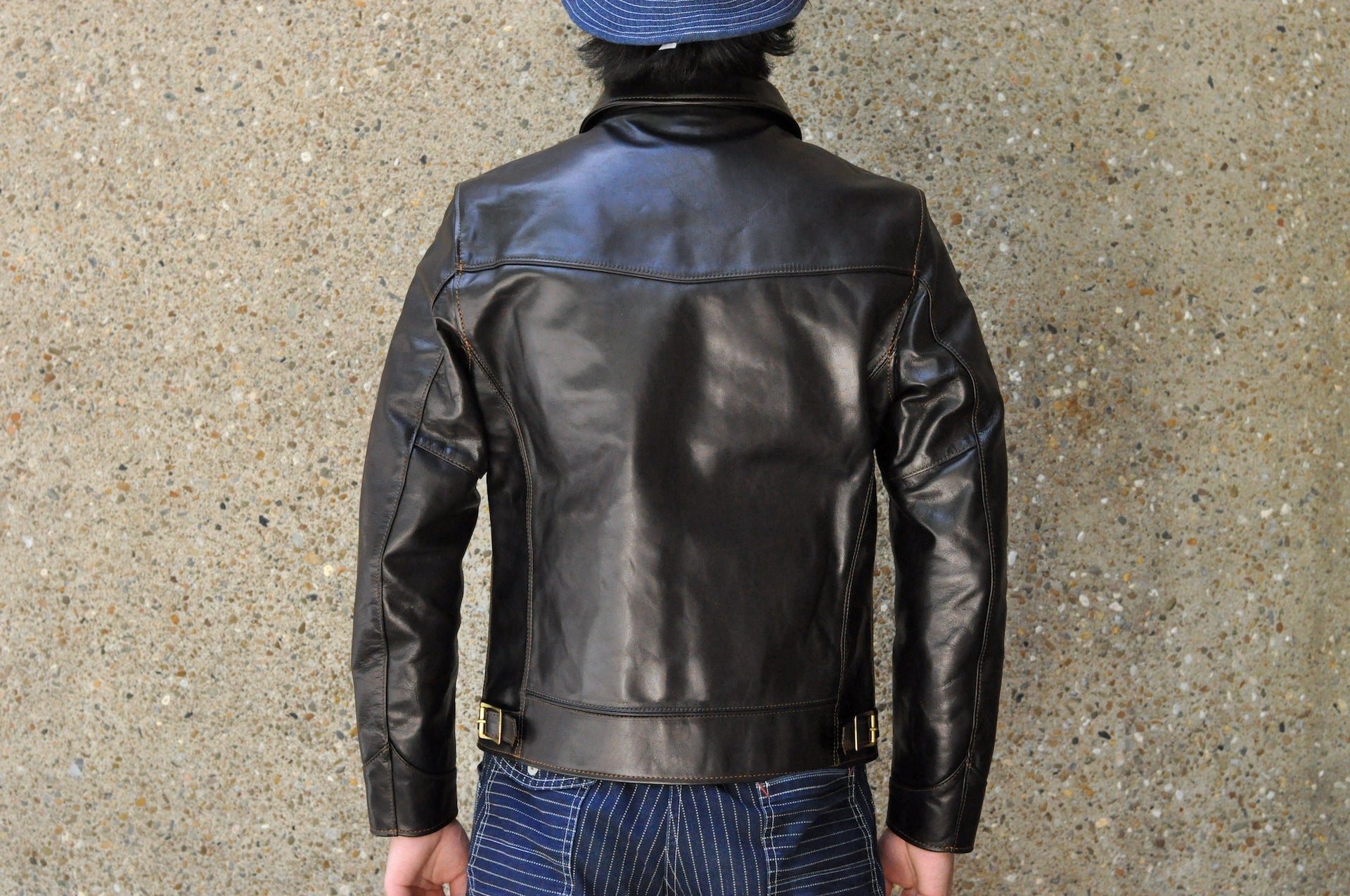 The Flat Head Horsehide 50s Single Riders Jacket (Black Tea-Cored)